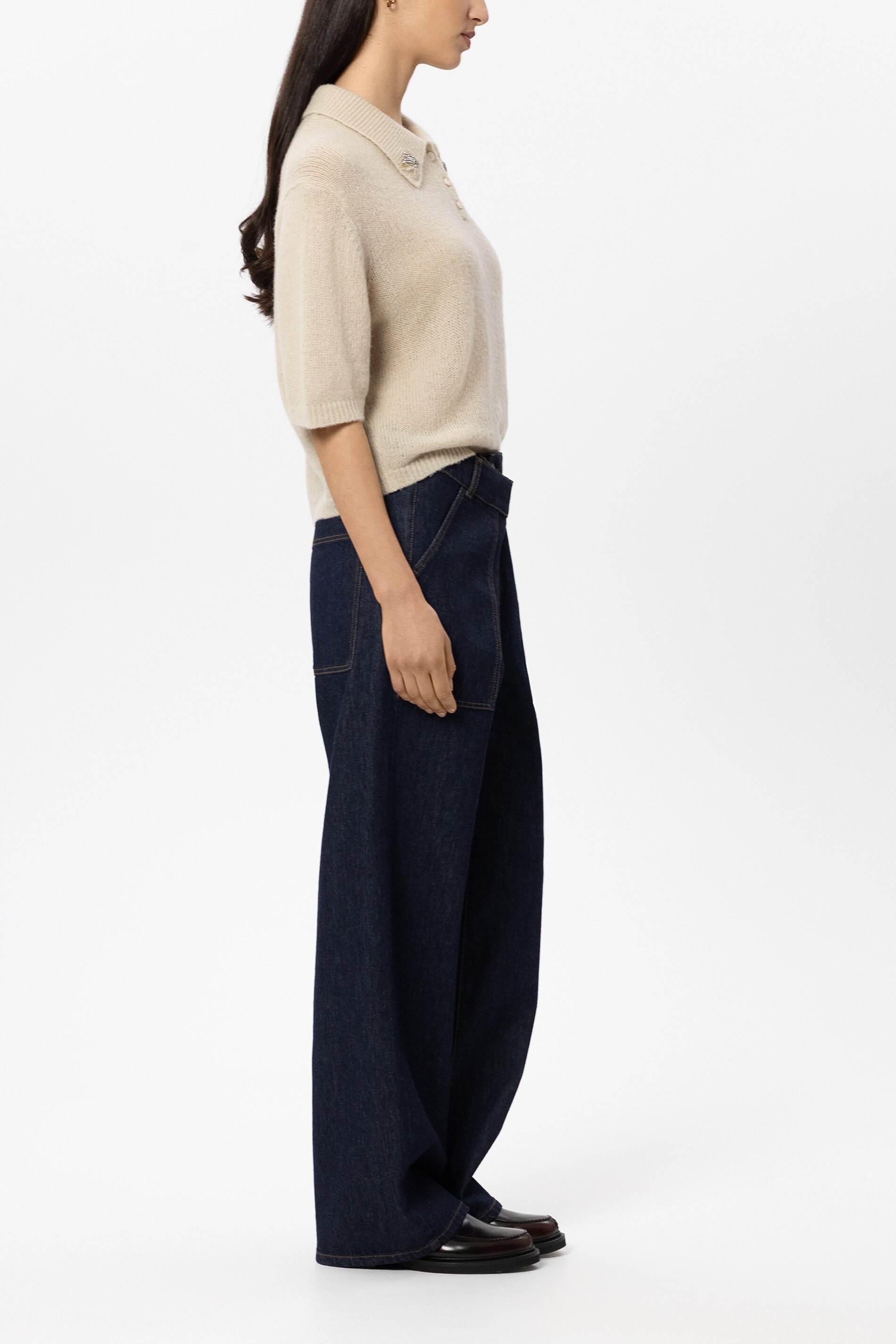 Luisa Cerano - Wide Leg Jeans Denim Blue aus Stretch-Denim