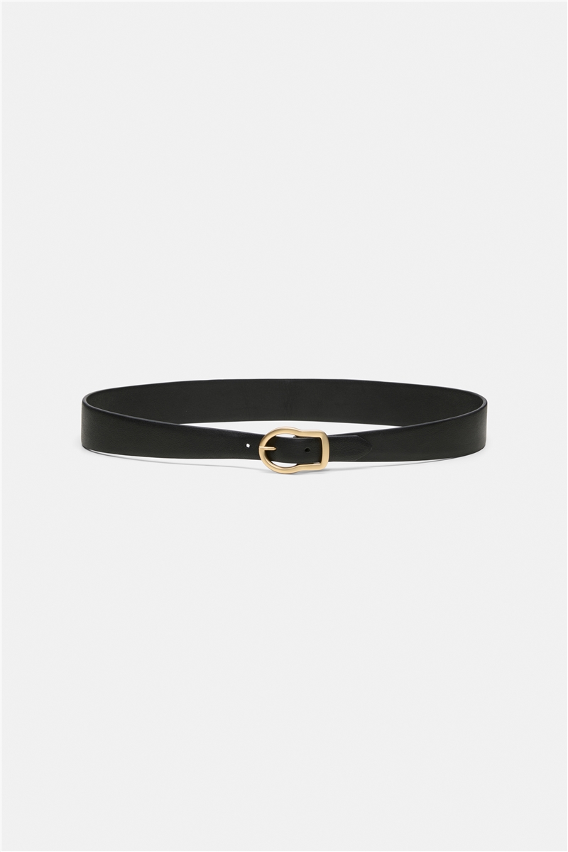 Dorothee Schumacher - TWISTED CLASSIC 2cm Belt Pure Black | Konturierter Ledergürtel mit Signature-Schnalle