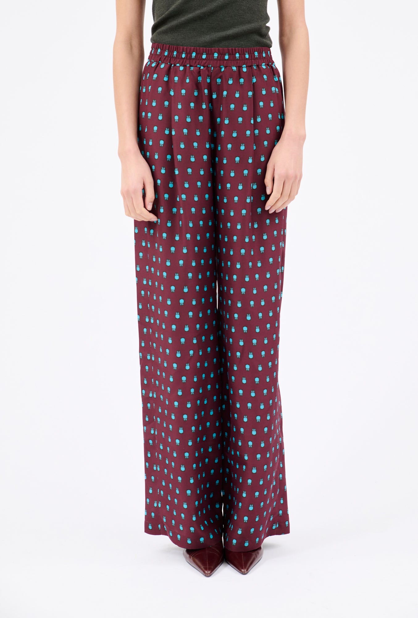 Odeeh - Seidenhose Deep Purple mit Print