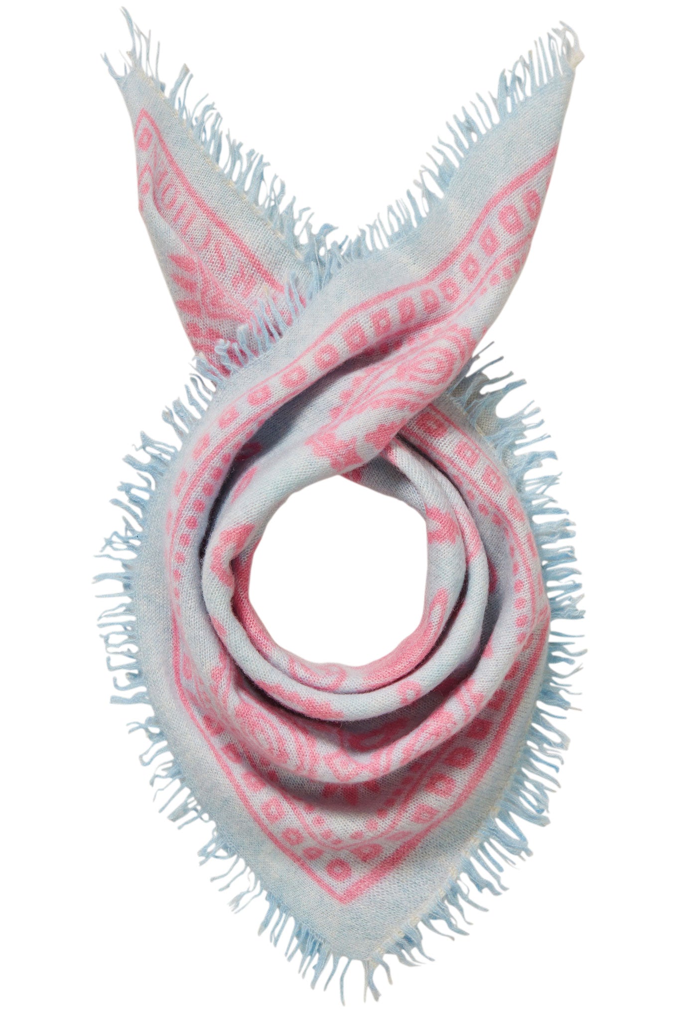 PURSCHOEN - Maxi Kaschmirtuch Bleu Flamingo Paisley Bandana 92 × 92 cm