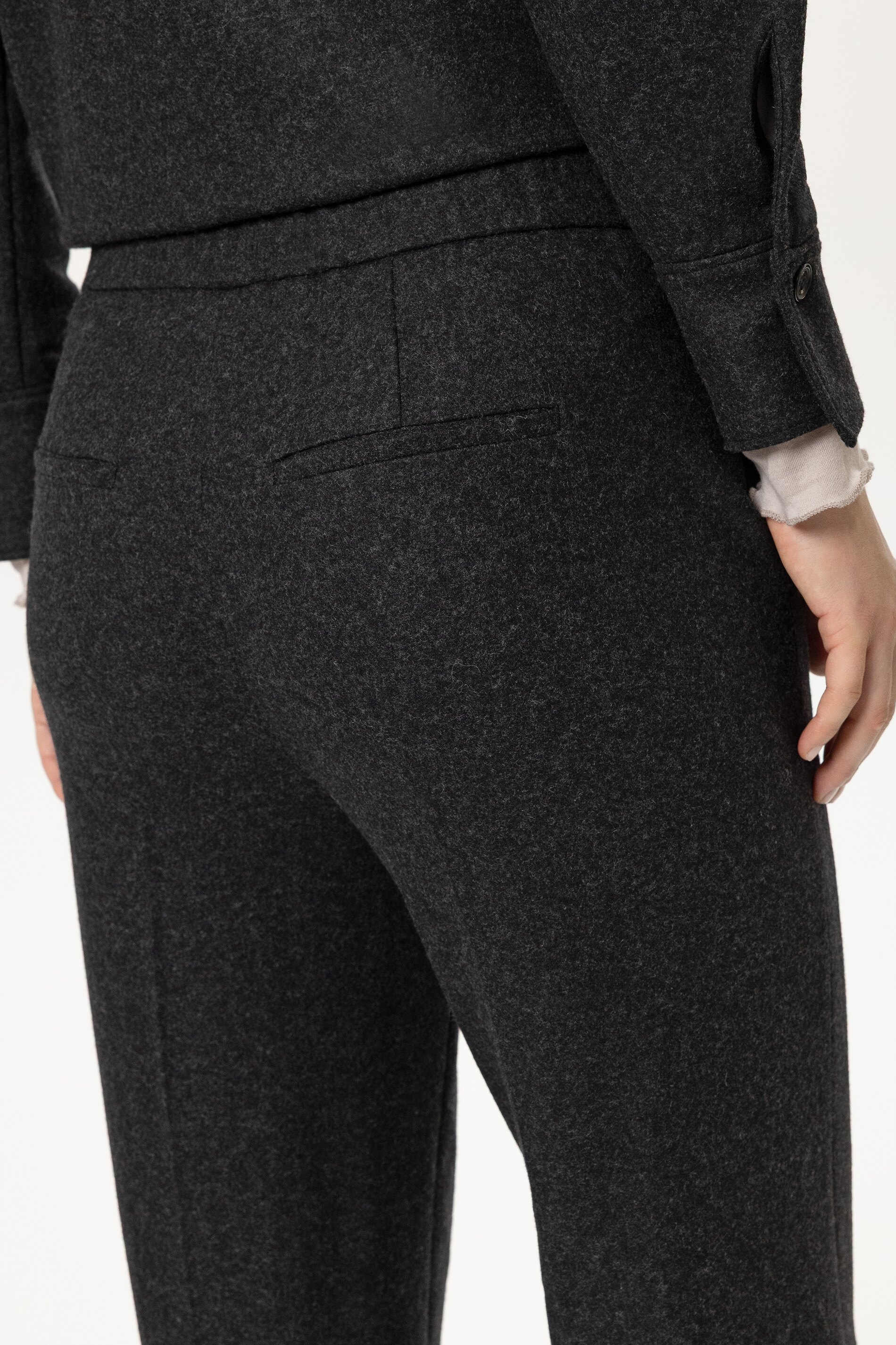 Luisa Cerano - Wide-Leg-Hose Anthrazit aus Wollflanell-Jersey