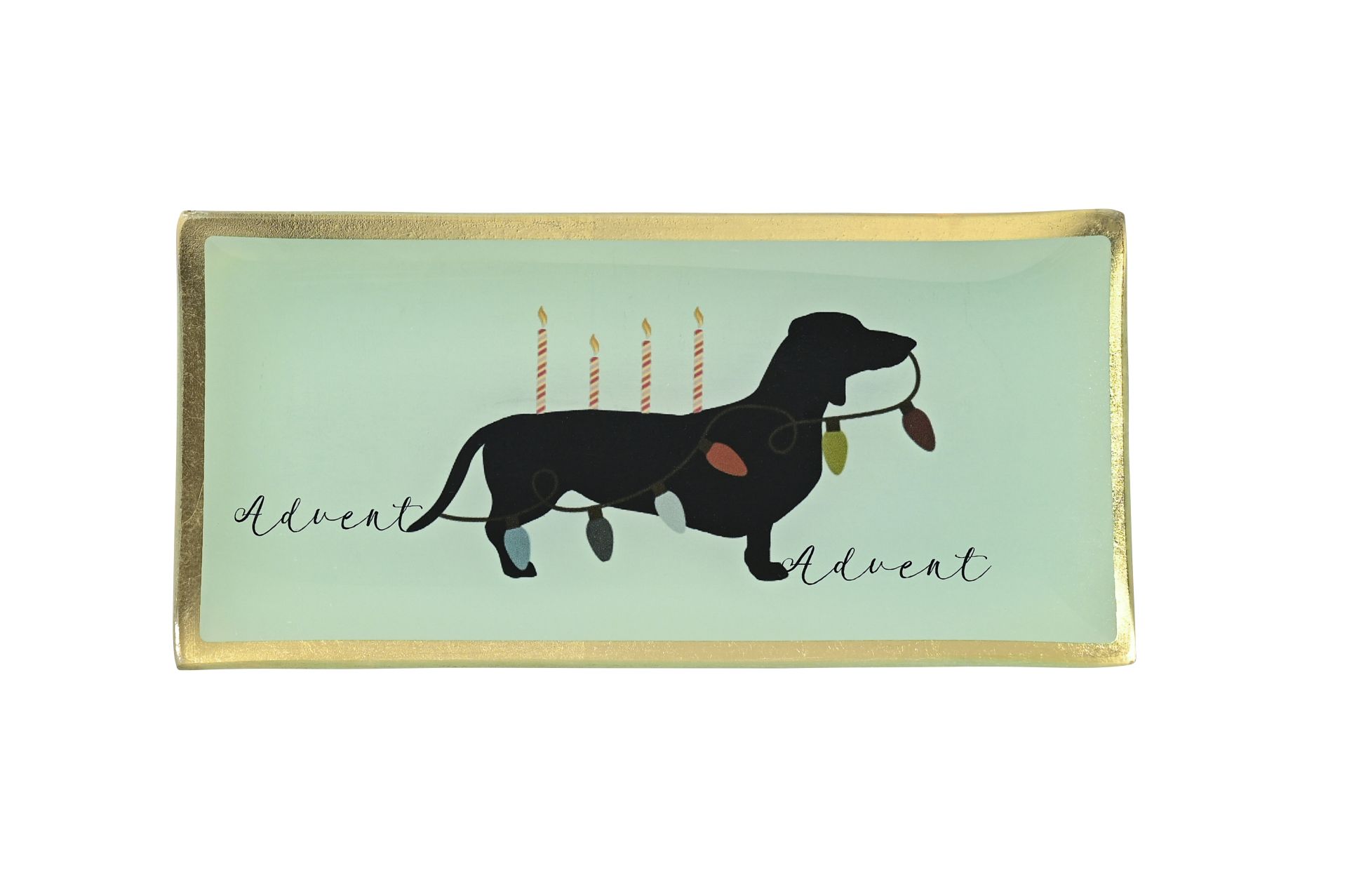 Gift Company - Love Plates Glasteller Advent Hund grün 21 cm