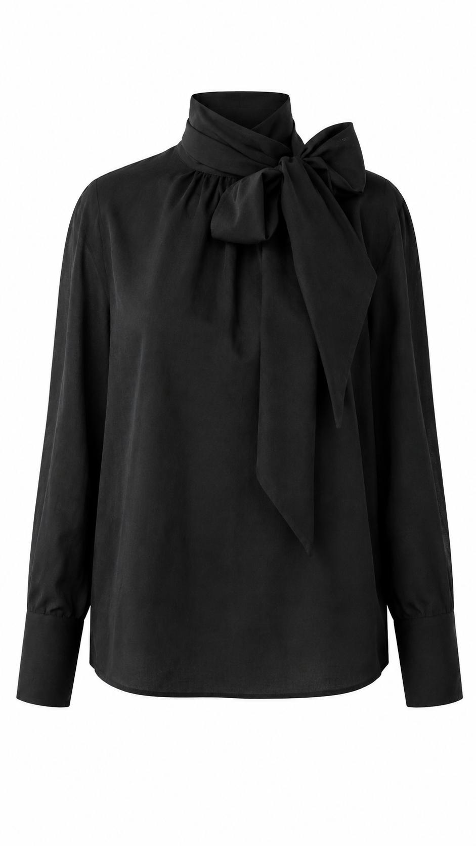 Uli Schneider - Batist-Foulard-Bluse Schwarz Stehkragen