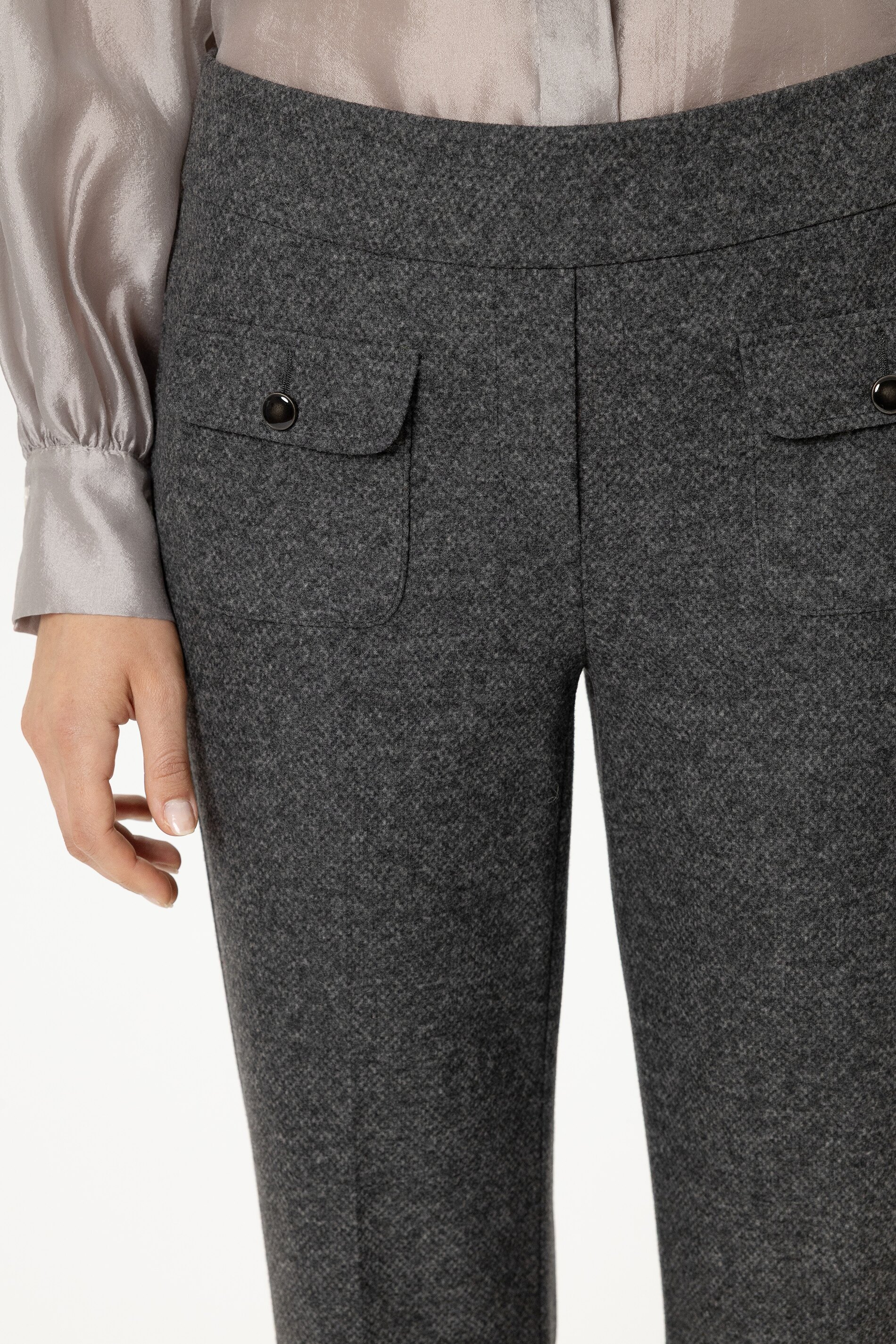Luisa Cerano - Babyflare Hose Anthrazit aus Punto Milano
