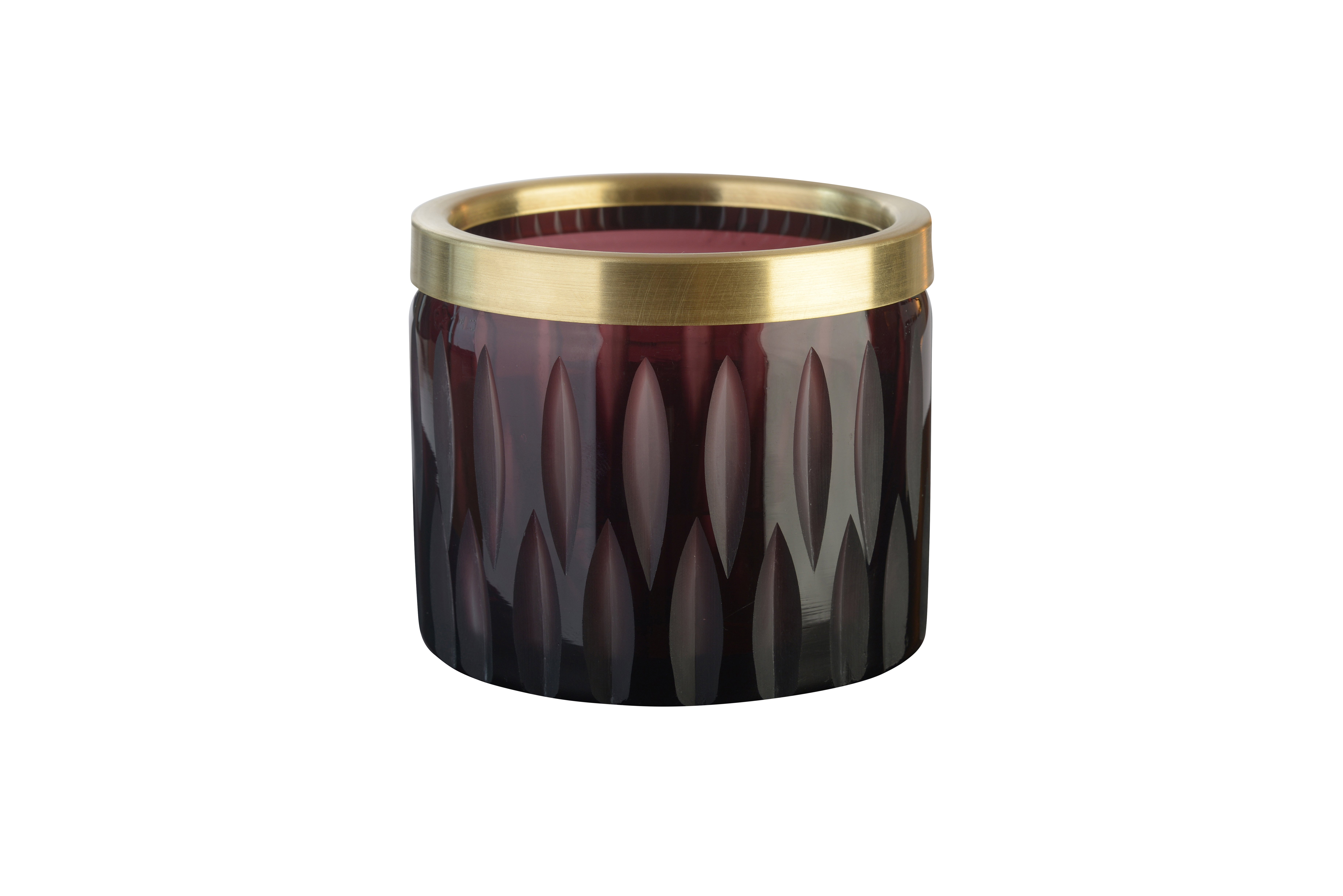 Windlicht im Olivenschliff mit Goldrand