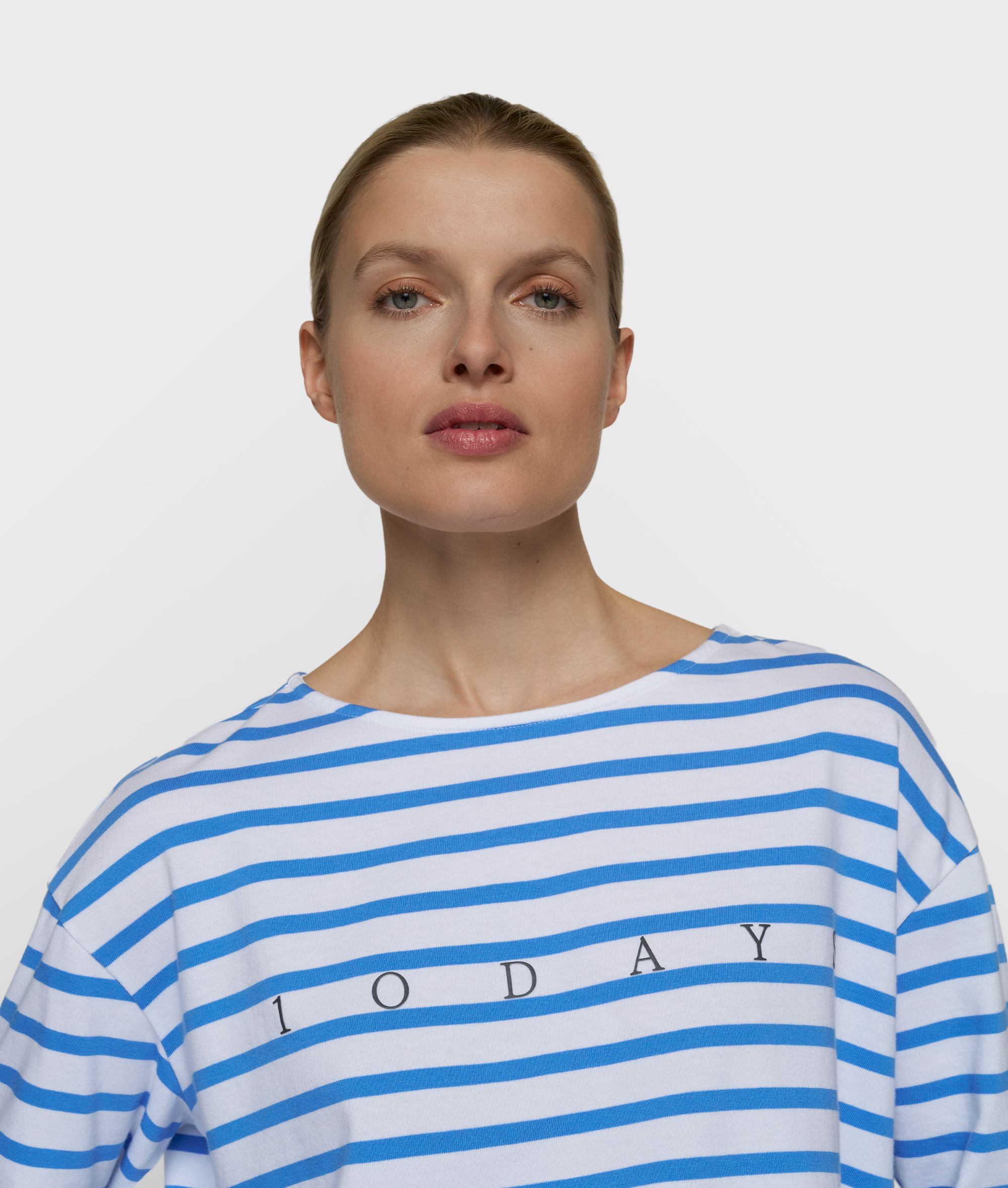 10 Days - Boat Neck Top White Ultramarine