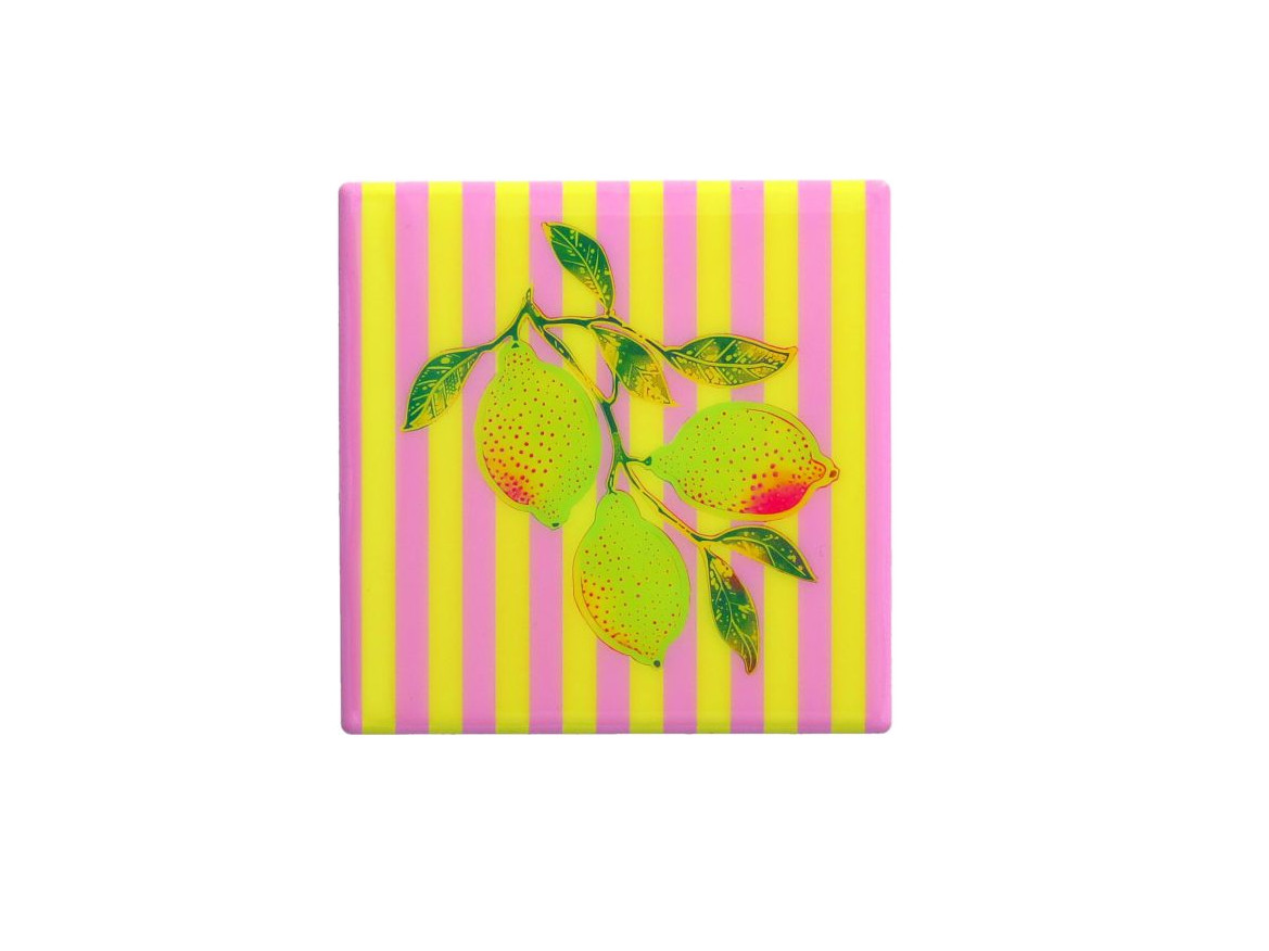 Gift Company - Love Tiles Untersetzer Zitrone Gelb/Rosa aus Terracotta
