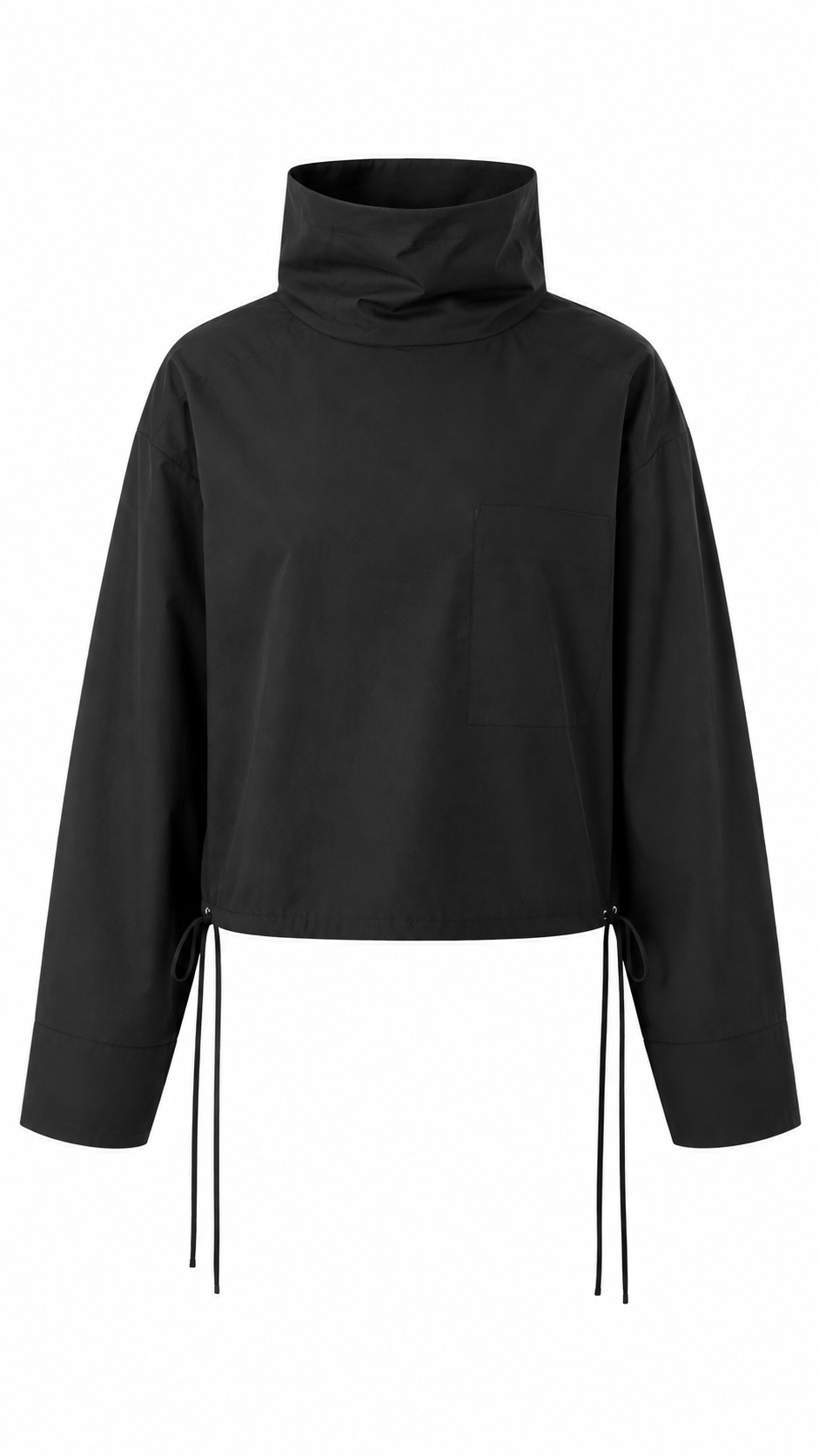 Uli Schneider - Bluse Schwarz Baumwoll-Stretch High Neck