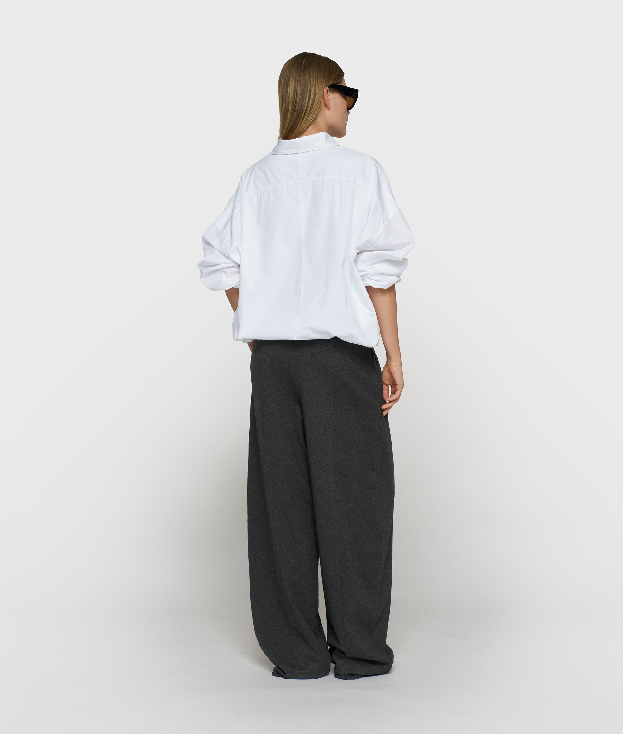 10DAYS - Oversize-Hose Anthrazit meliert aus Baumwoll-Fleece