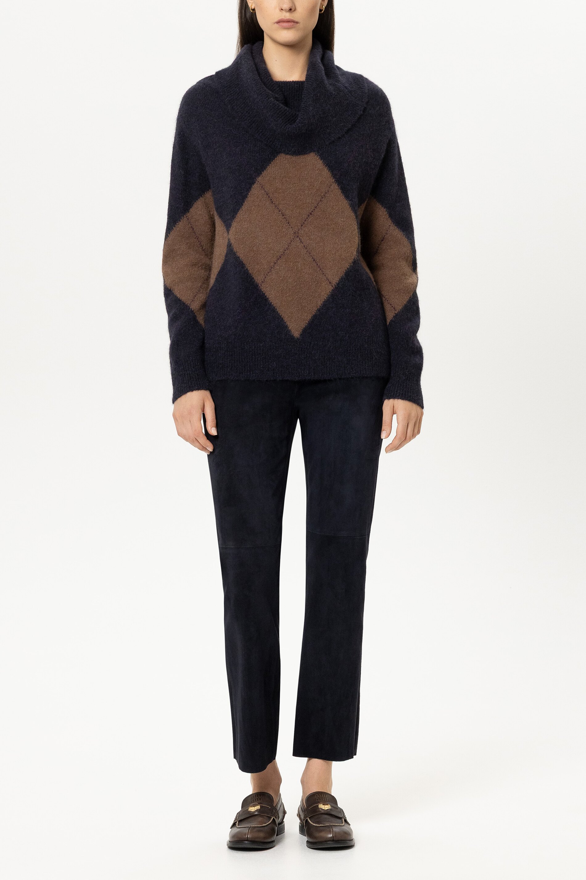 Luisa Cerano - Veloursleder-Straightleg-Pants