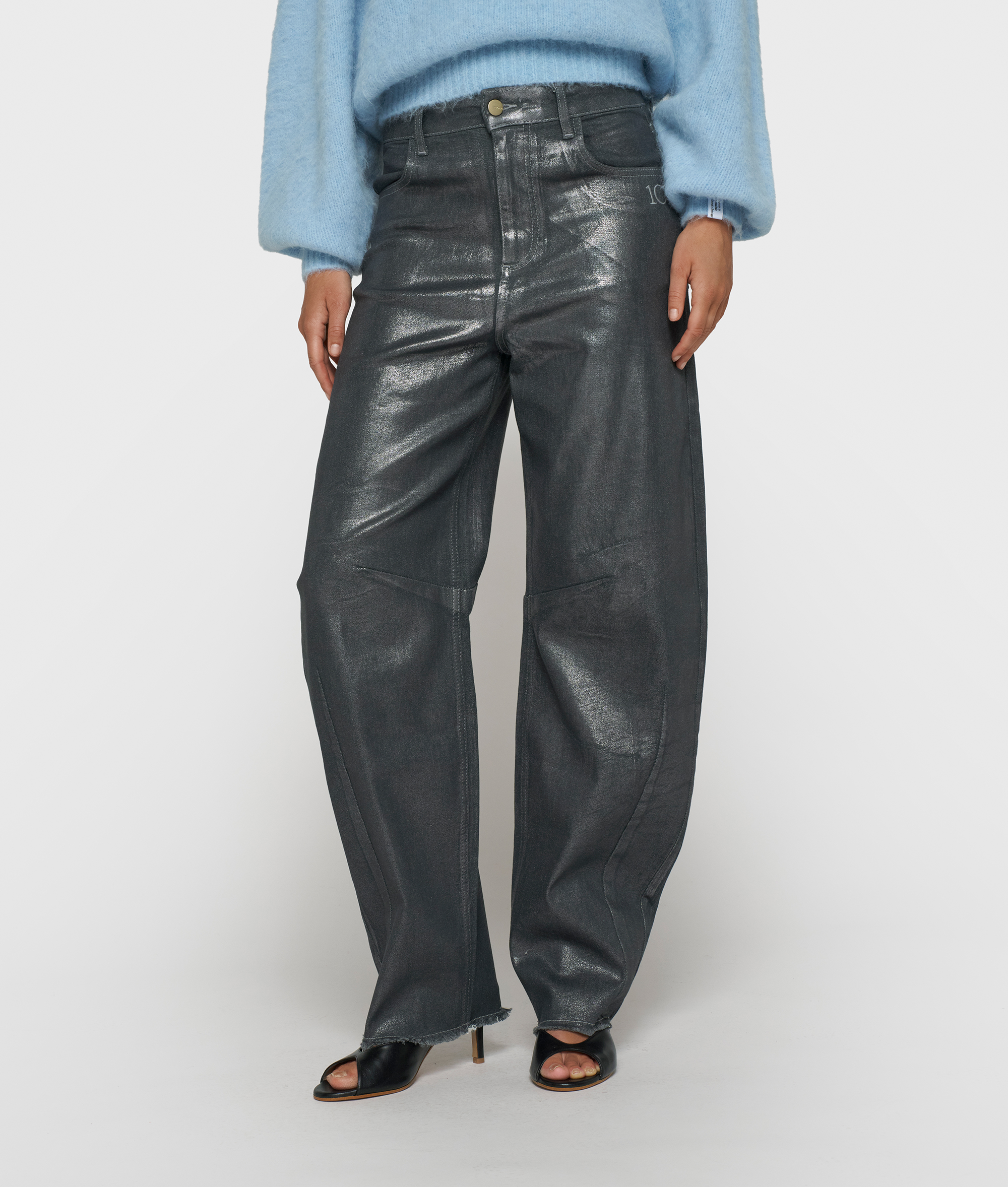 10DAYS - Jeans Silber mit Metallic-Beschichtung und Western