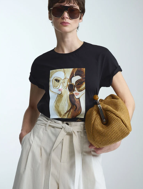 Railin - T-Shirt Chloé Sunnies Schwarz Baumwolle Art Print