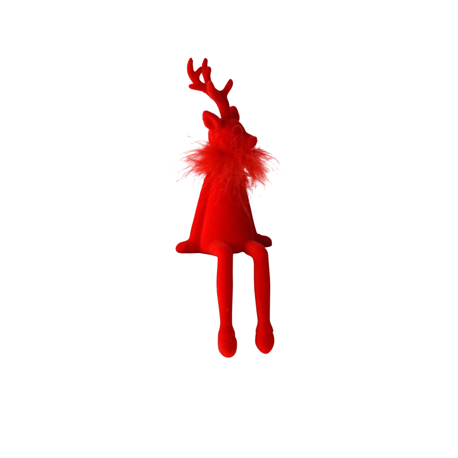 Kantenhocker Hirsch – Rot, beflockter Kunststoff 9 × 10 × 26 cm