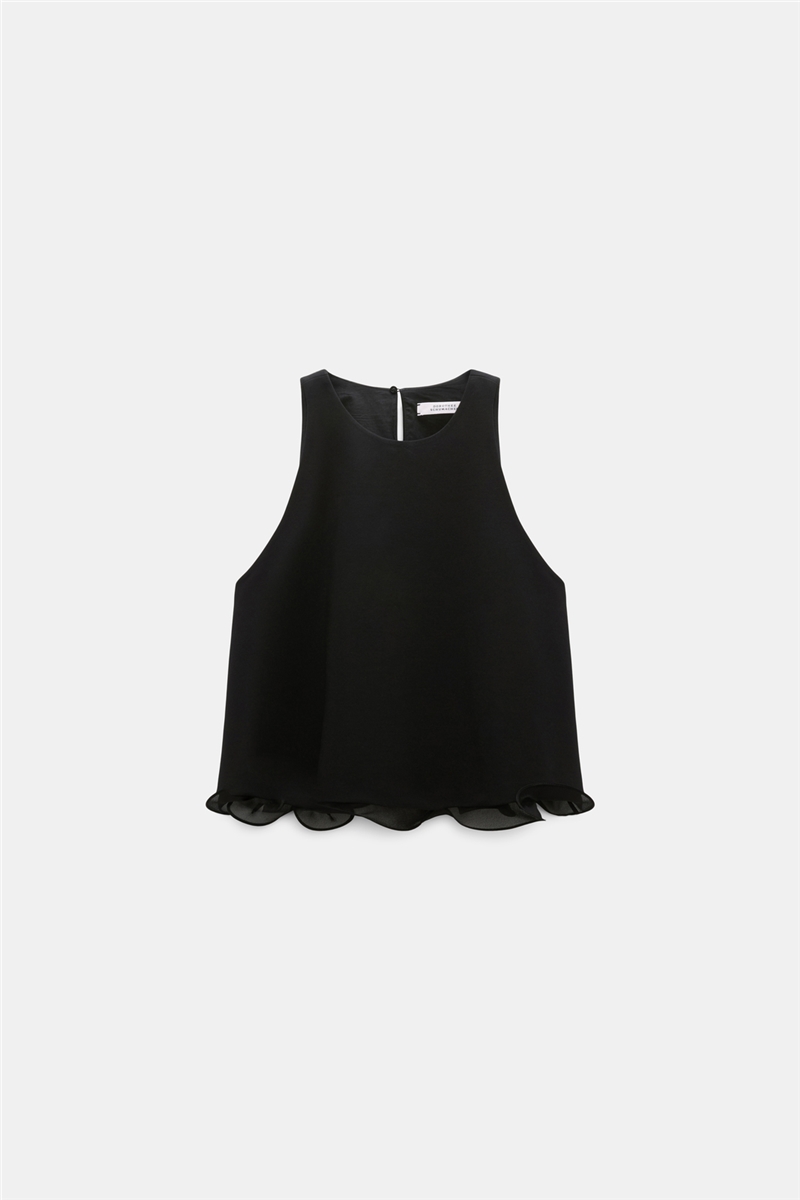 Dorothee Schumacher - Top Pure Black Punto Milano A-Linien Top mit Georgette-Saum
