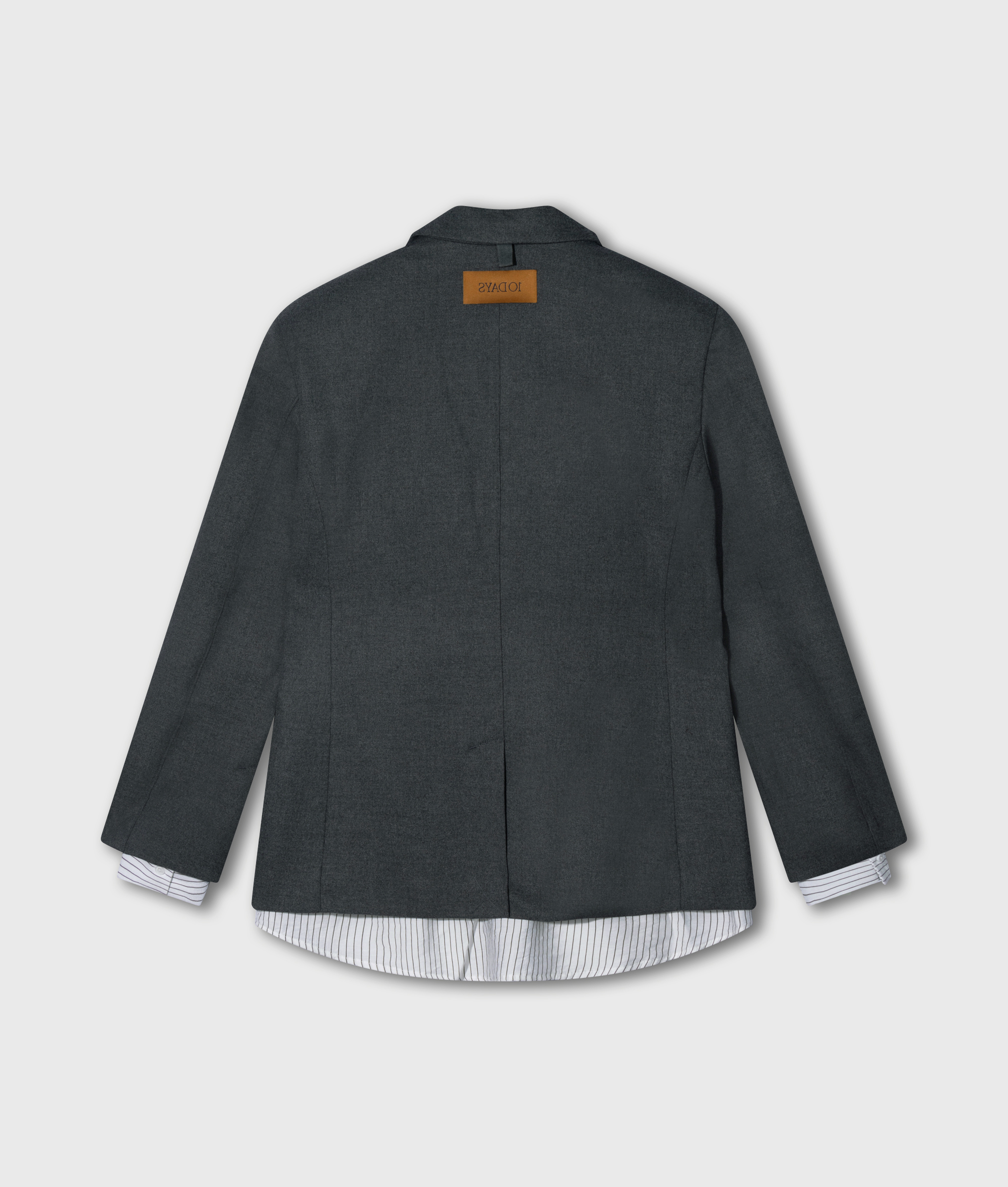 10DAYS - Blazer Anthrazit meliert mit gestreiften Blusendetails