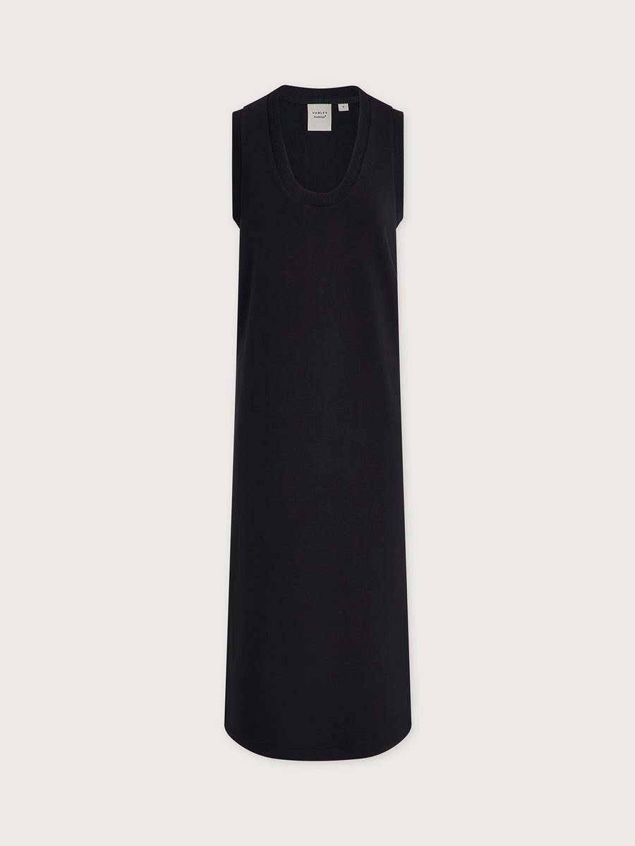 Varley - Midikleid Schwarz aus DoubleSoft® mit Seitenschlitzen