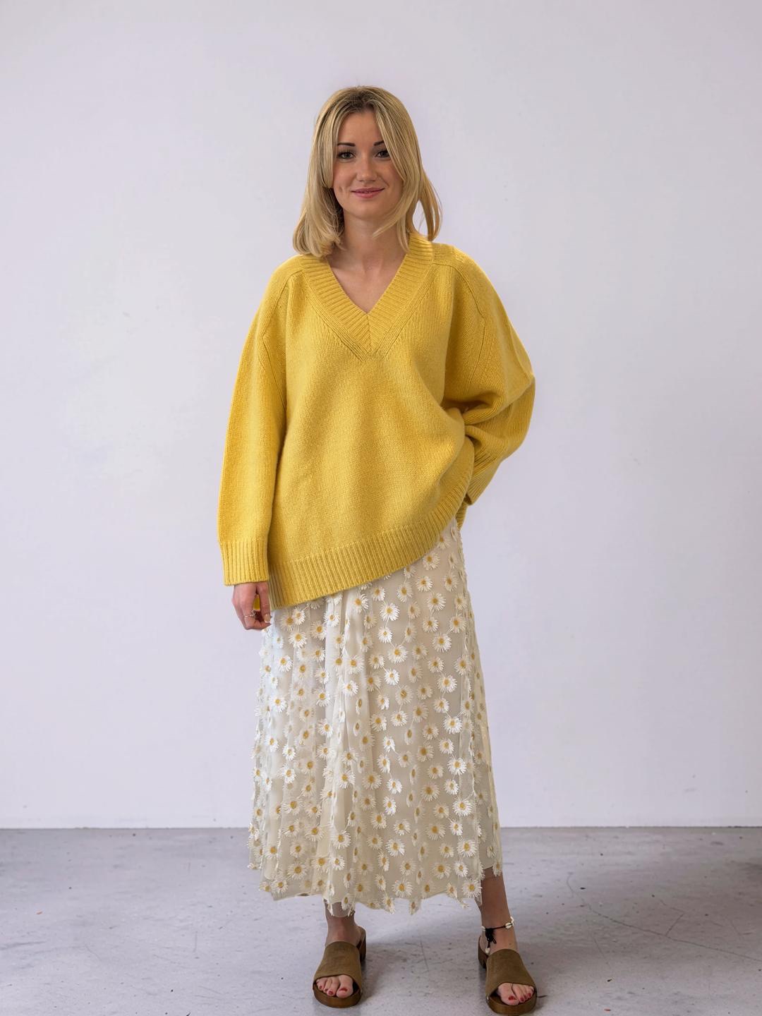 Friendly Hunting - Pullover aus Cashmere mit V-Ausschnitt senf