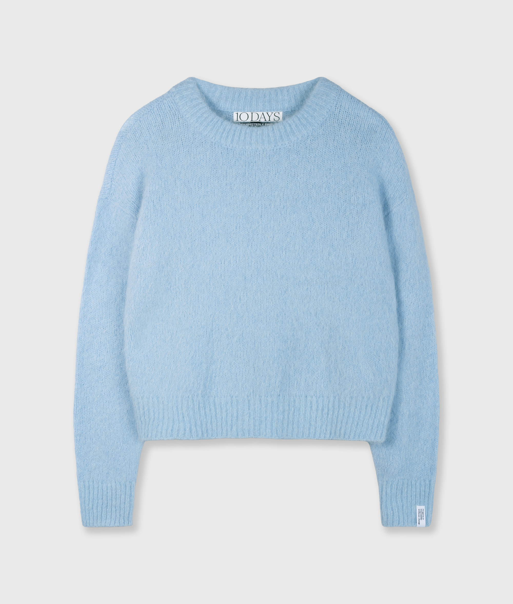 10DAYS - Strickpullover Hellblau aus Alpaka-Mix mit Rundhalsausschnitt