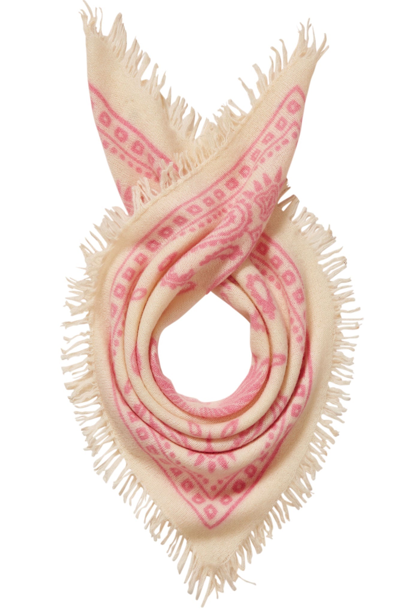 PURSCHOEN - Maxi Kaschmirtuch White Pink Paisley Bandana 92 × 92 cm