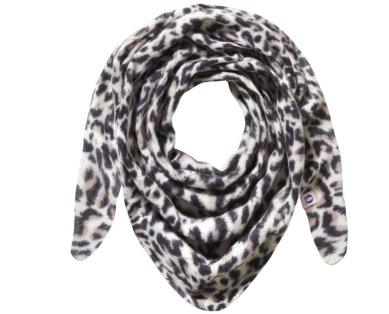 PURSCHOEN - Dreieckstuch Leo Black Grey 100% Kaschmir