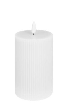 LED Kerze Flaca Rille weiss 7,5 Ø 12,5h