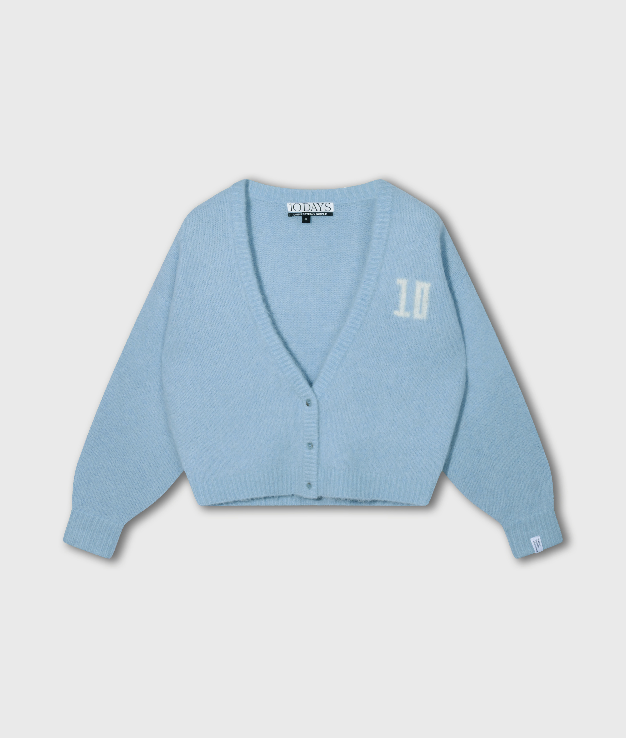 10DAYS - Strickjacke Hellblau aus Alpaka-Mix mit V-Ausschnitt