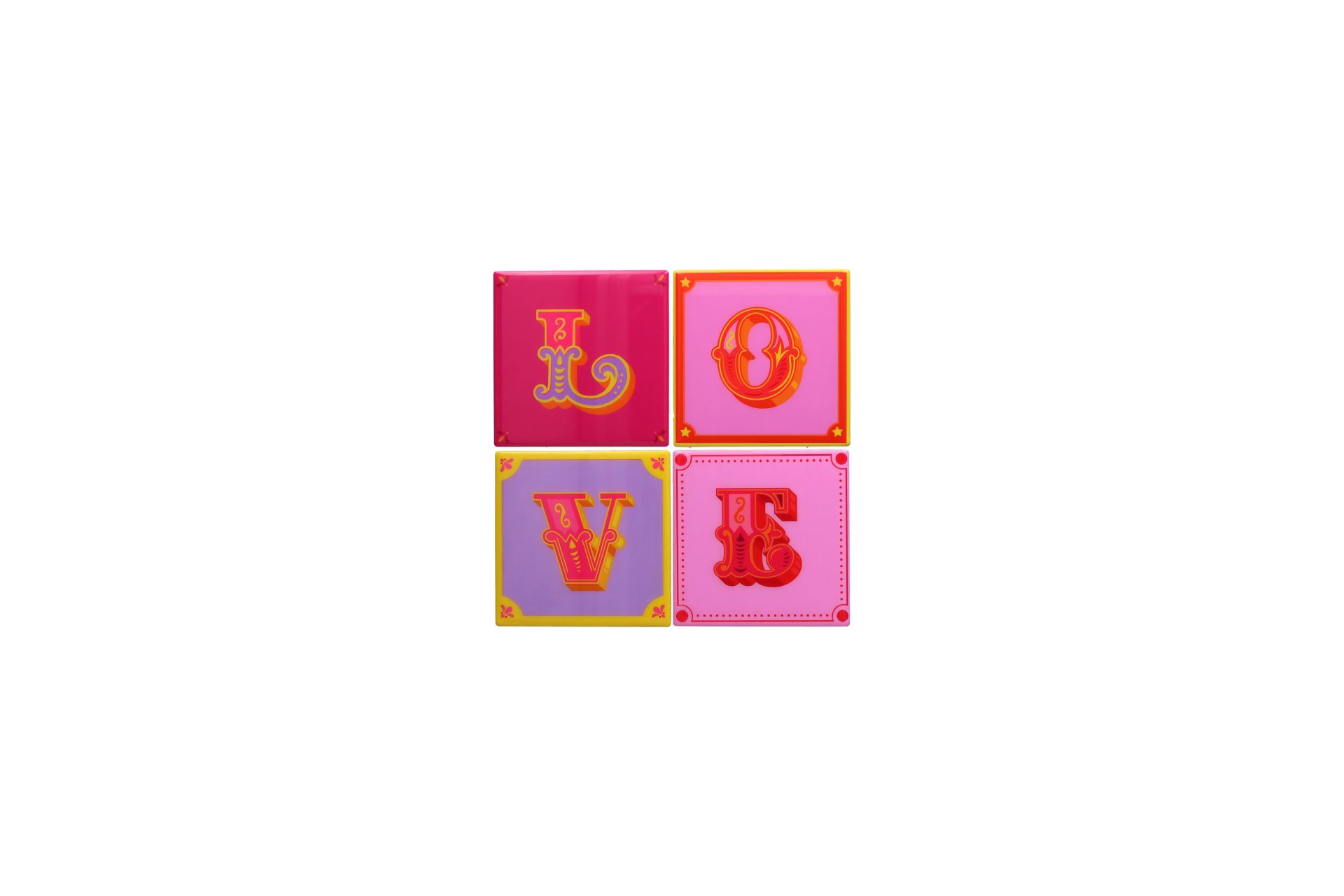 Gift Company - Untersetzer aus Terracotta LOVE Rosa 4er Set