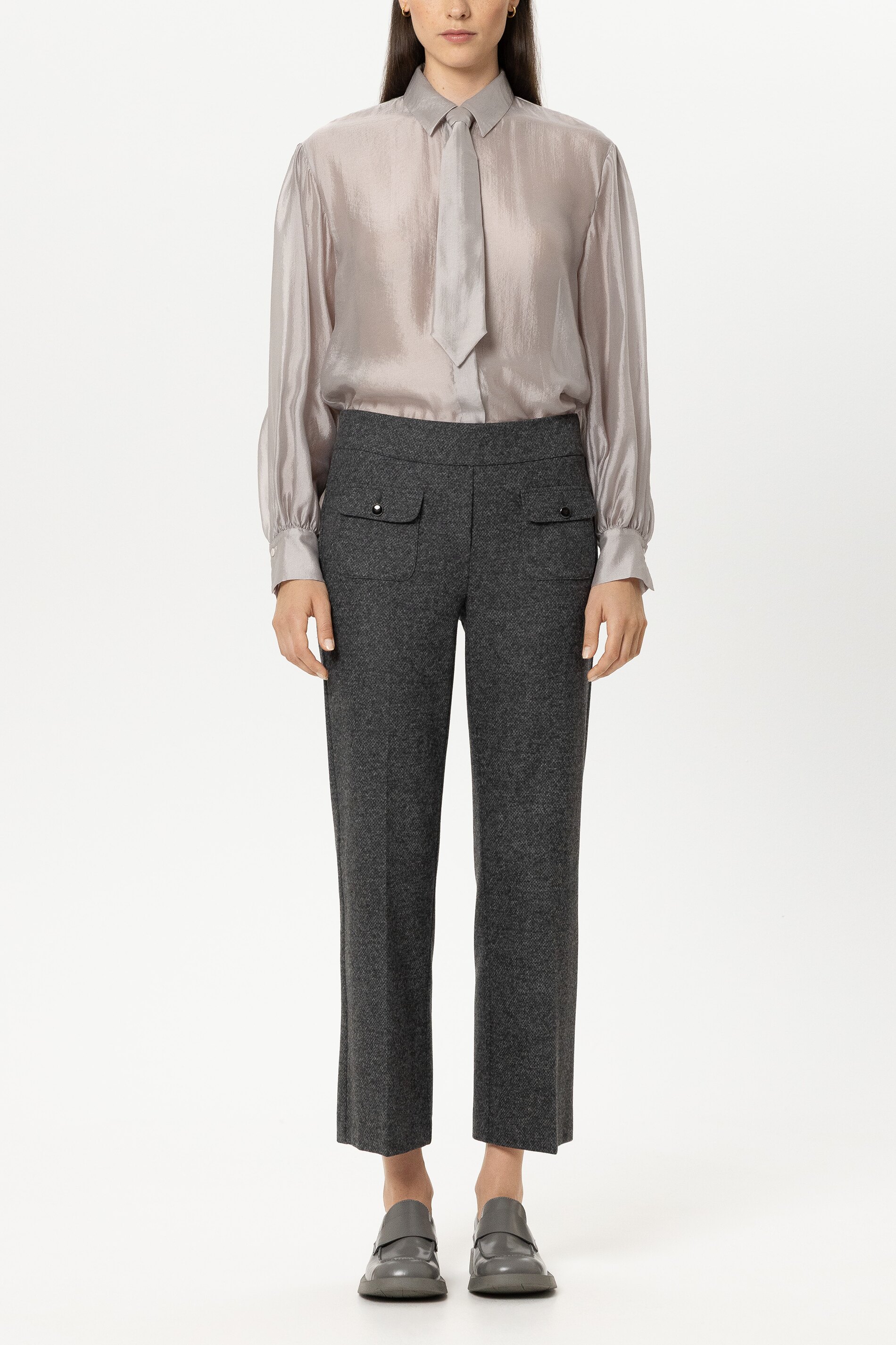 Luisa Cerano - Babyflare Hose Anthrazit aus Punto Milano