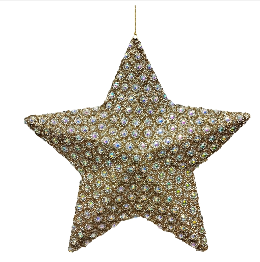 Sternornament Gold mit Glitzer, 30 cm