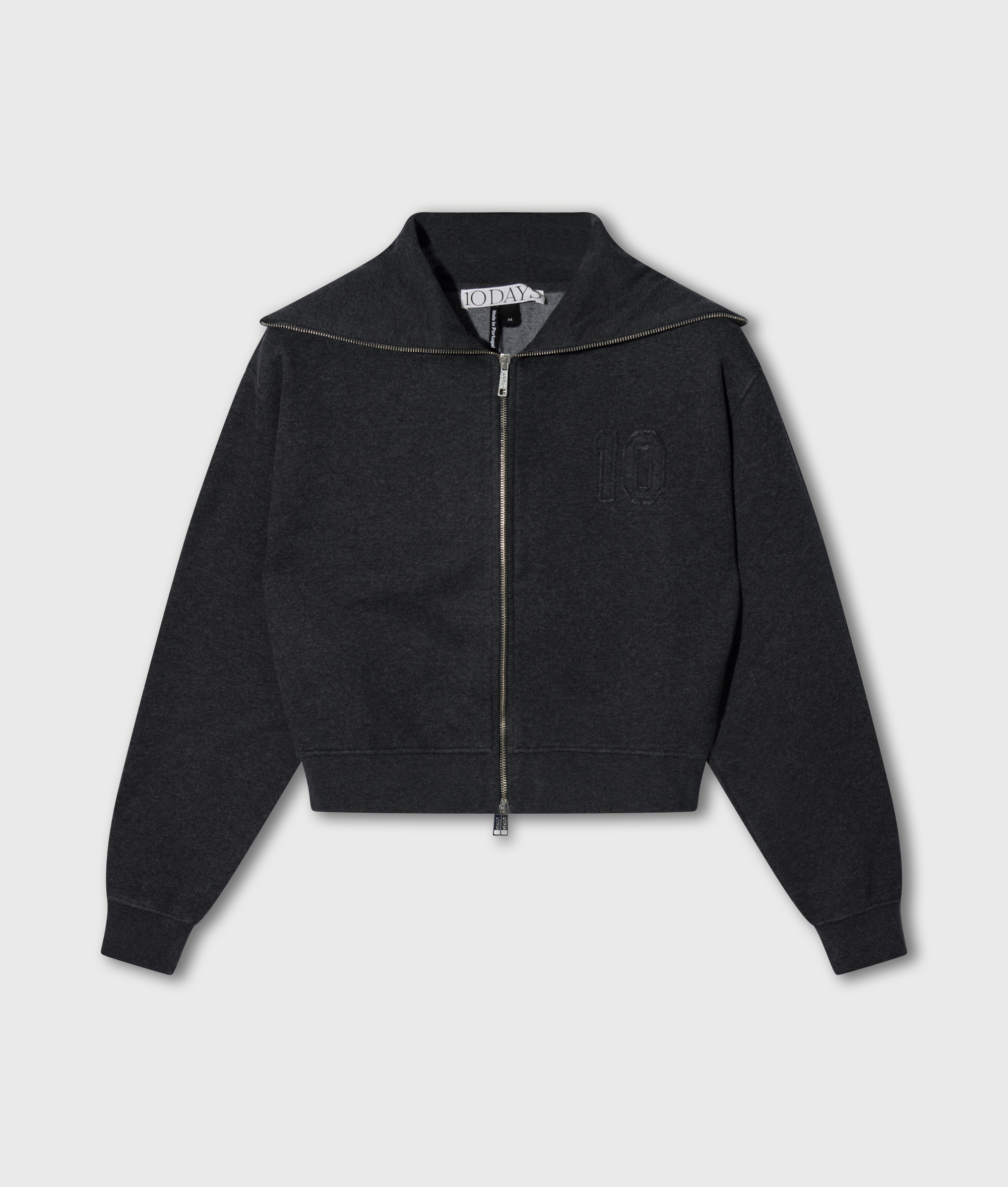 10DAYS - Sweatjacke Anthrazit meliert aus Foam Fleece mit Zwei-Wege-Reißverschluss