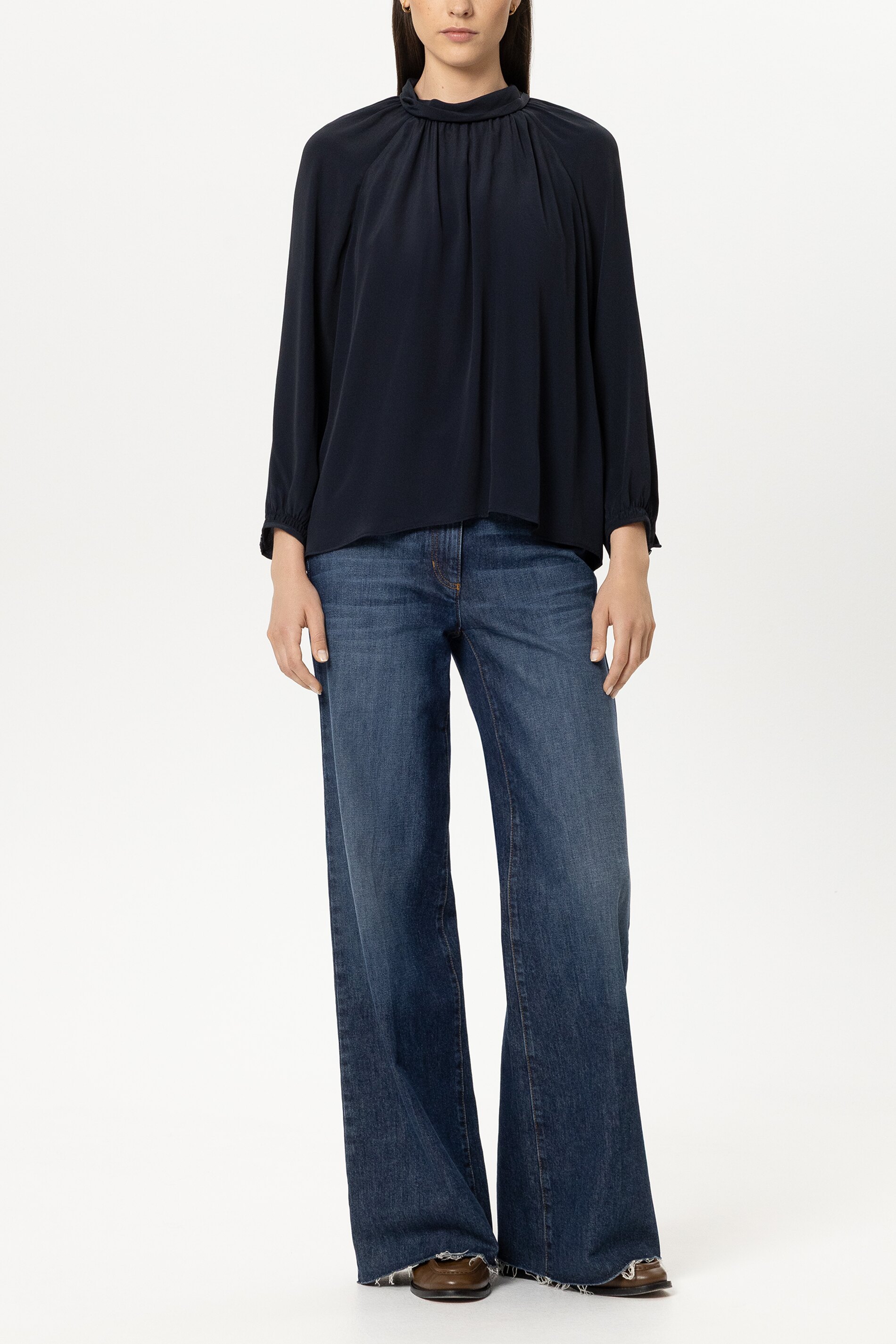 Luisa Cerano - Bluse Winter Navy Seiden-Mischung