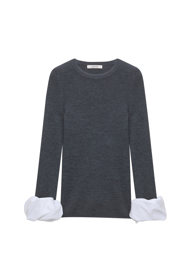 Dorothee Schumacher -  Merino Pullover mit Ärmelbündchen anthra