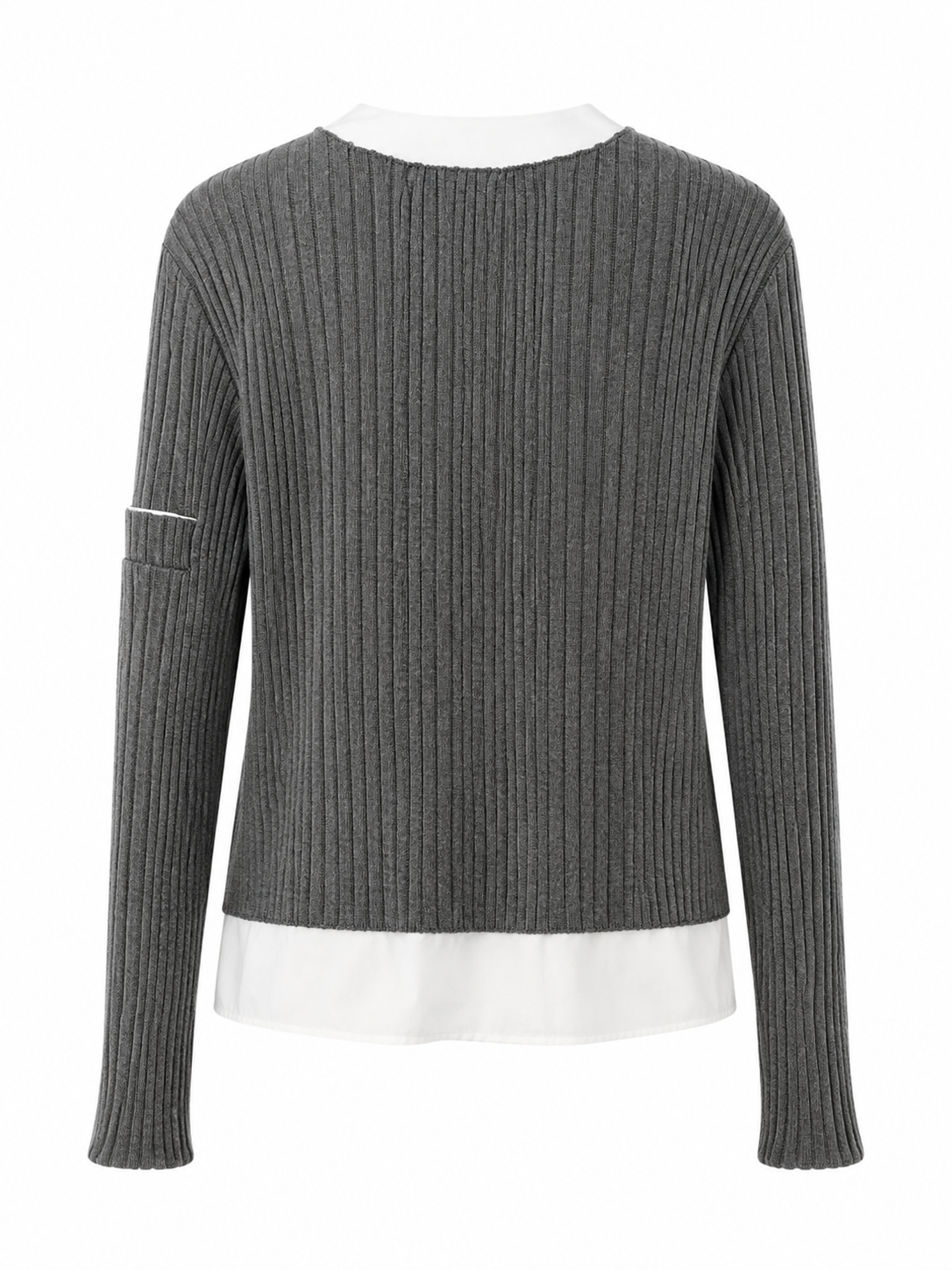 Uli Schneider - Rippstrick-Cardigan Graphit/White mit Blusendetail