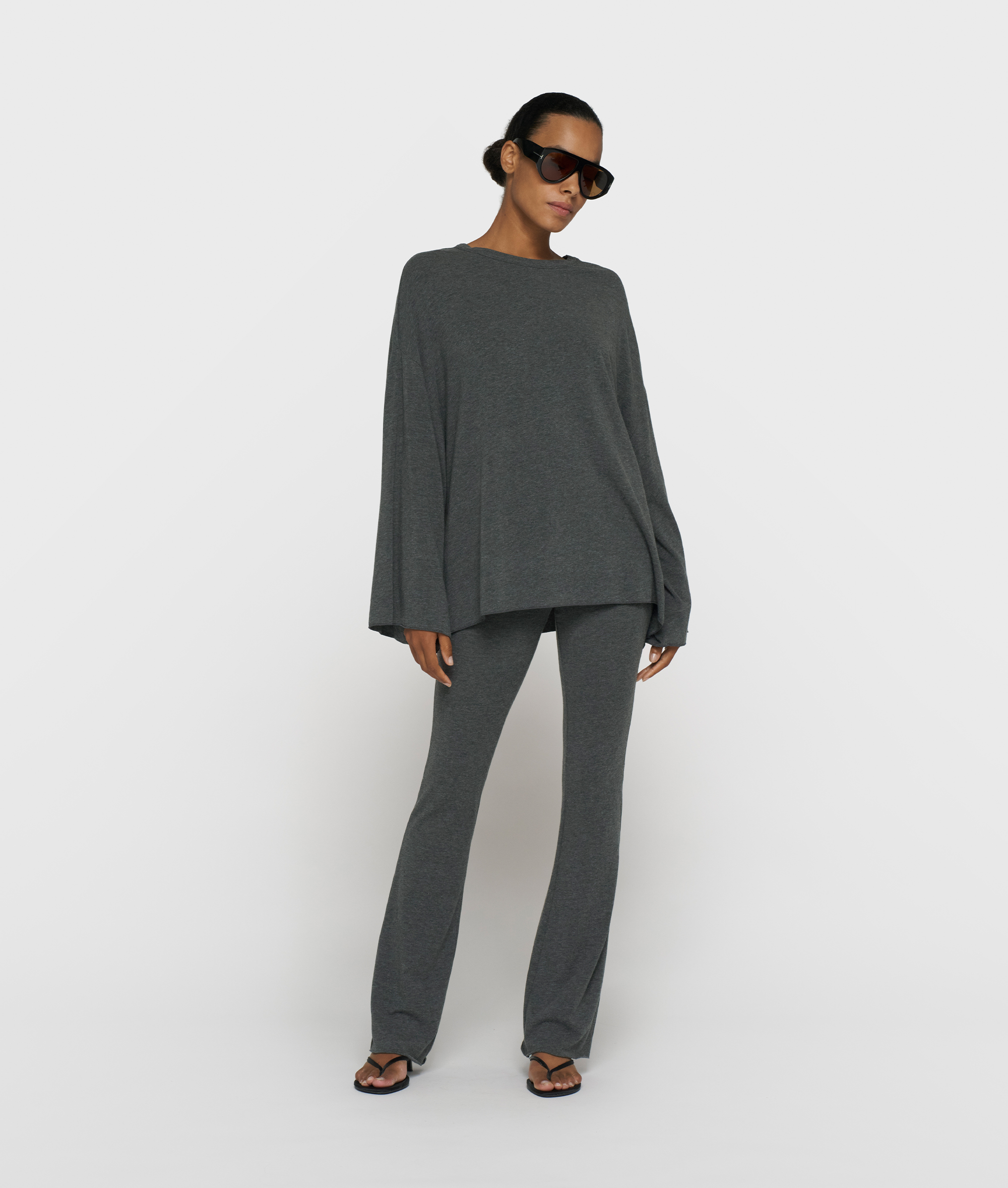 10DAYS - Oversize Longsleeve Mélange Modal-Jersey