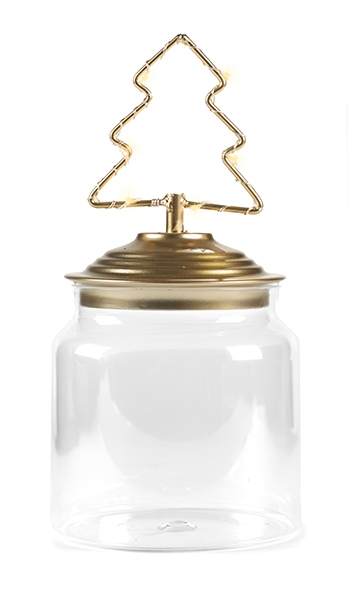 Glas mit Tannendeckel und LED