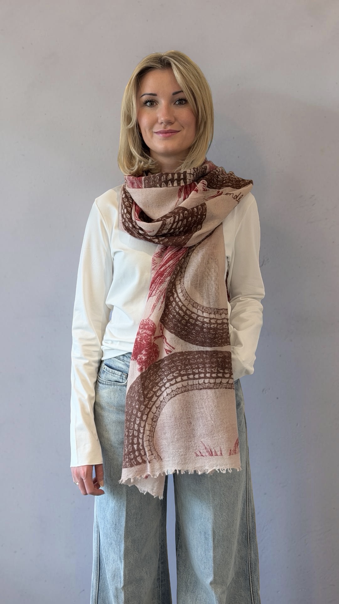 Friendly Hunting - Felted Stole Print Garden bordeaux