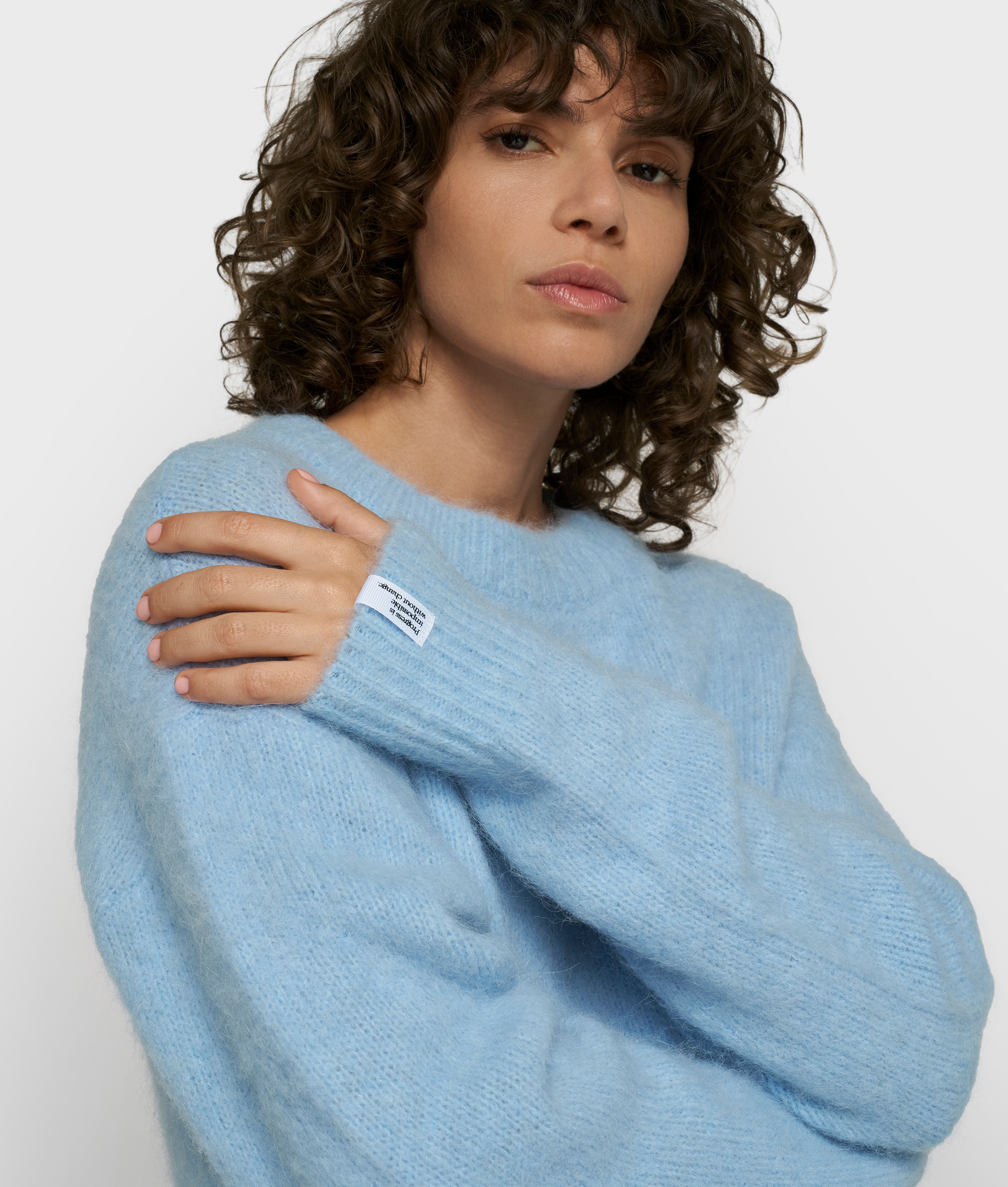 10DAYS - Strickpullover Hellblau aus Alpaka-Mix mit Rundhalsausschnitt