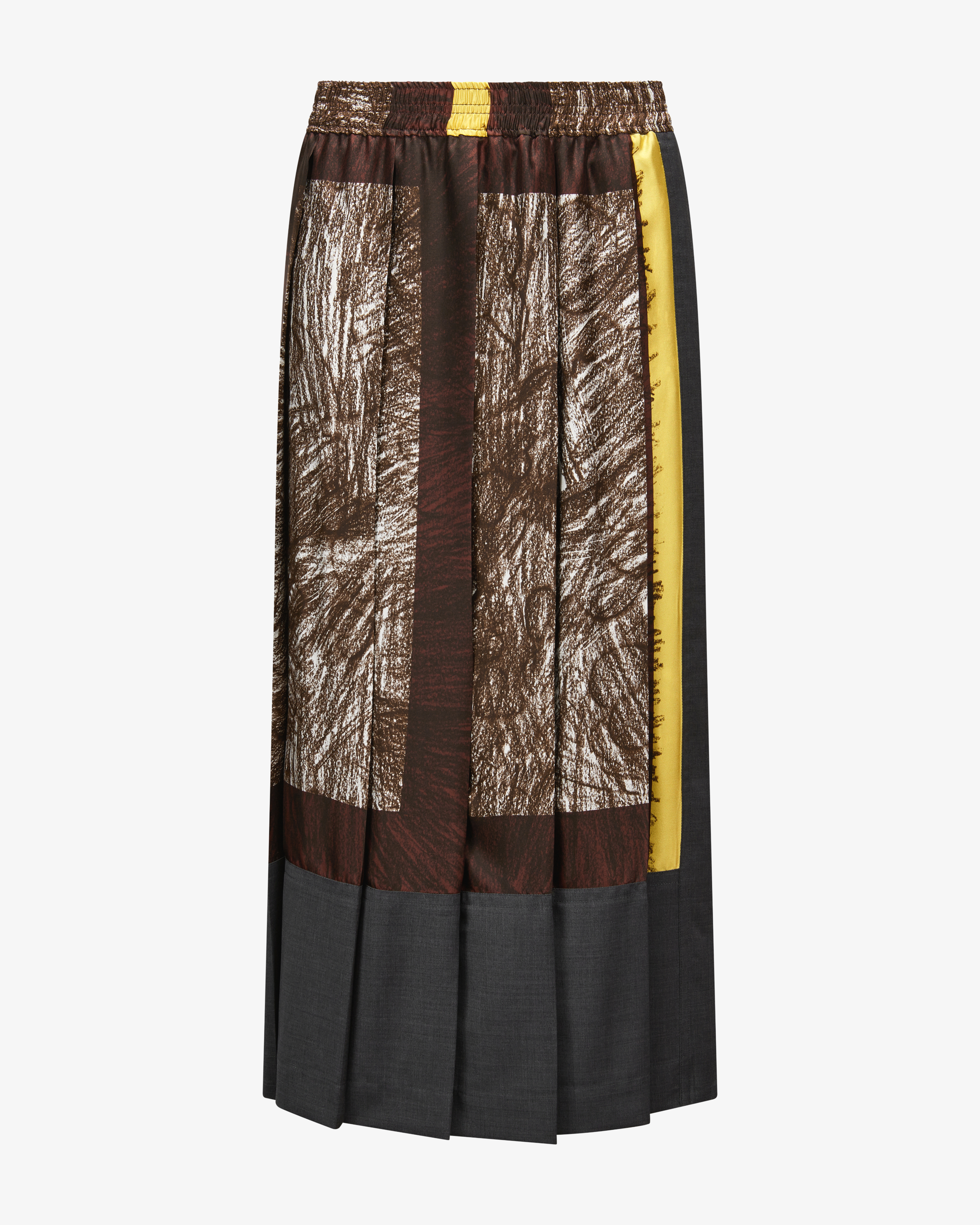 Odeeh - Maxi Faltenrock Myrrh aus Seide mit Printdesign & elastischem Bund