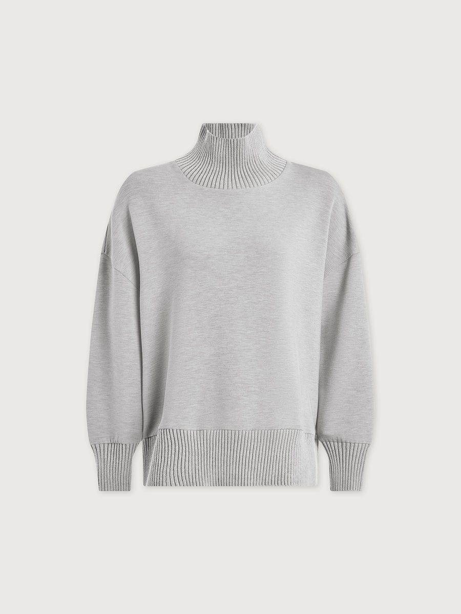 Varley - Sweatshirt Barker High Neck Light Grey Marl mit Stehkragen