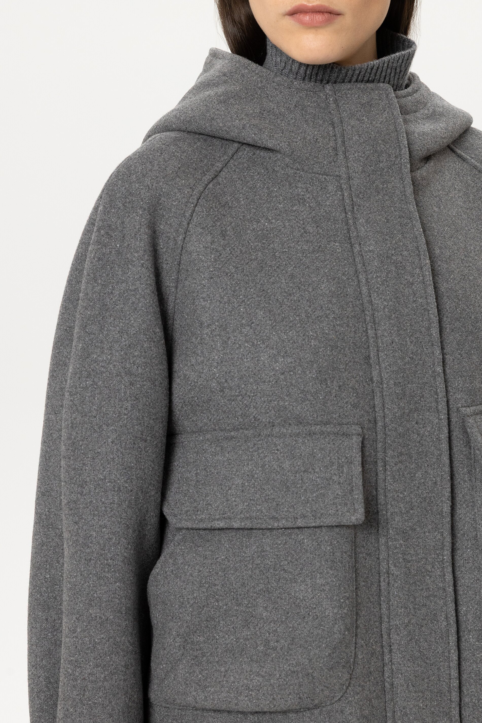 Luisa Cerano - Wolljacke Grau mit Kapuze
