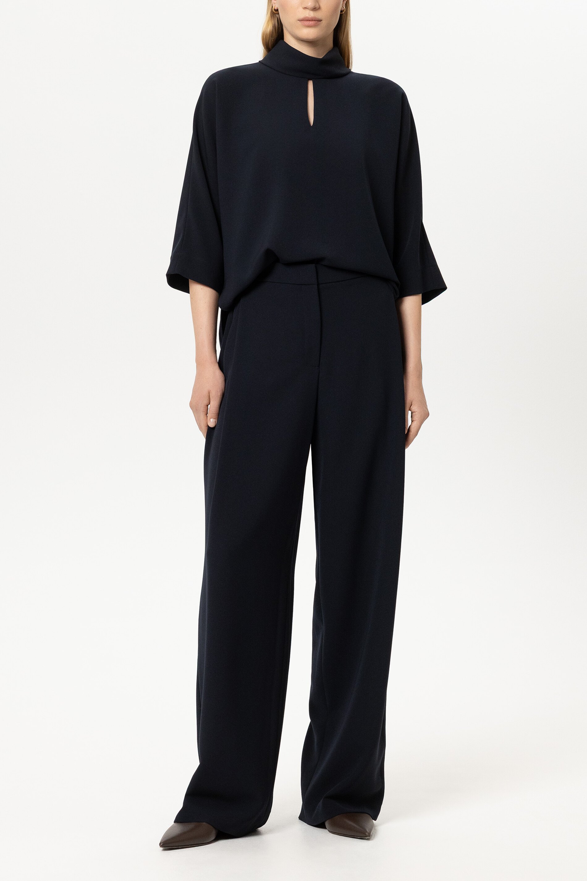 Luisa Cerano - Blusentop Winter Navy Techno-Crêpe