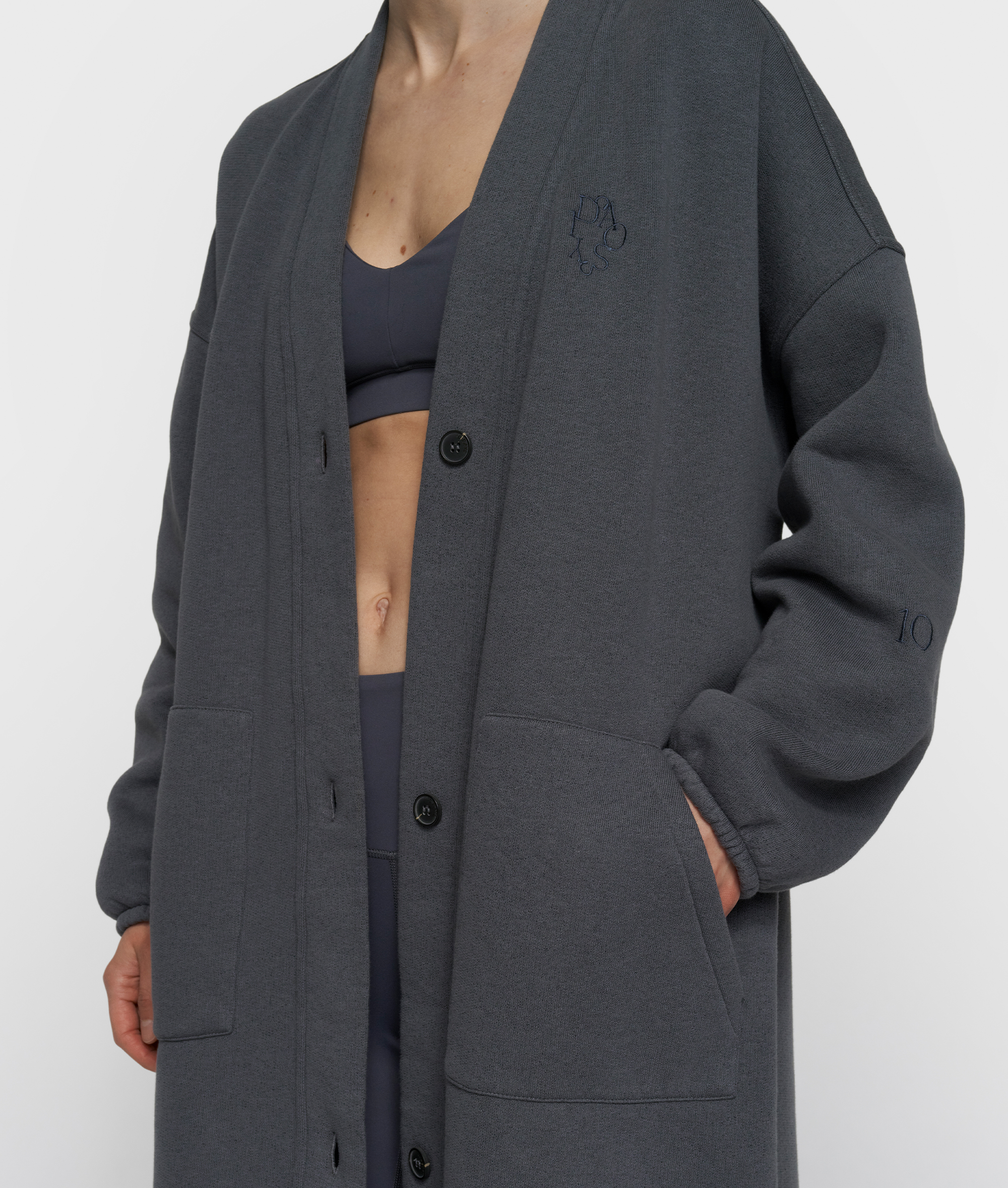 10 Days - Baseball Cardigan Steel Blue langer Sweatmantel