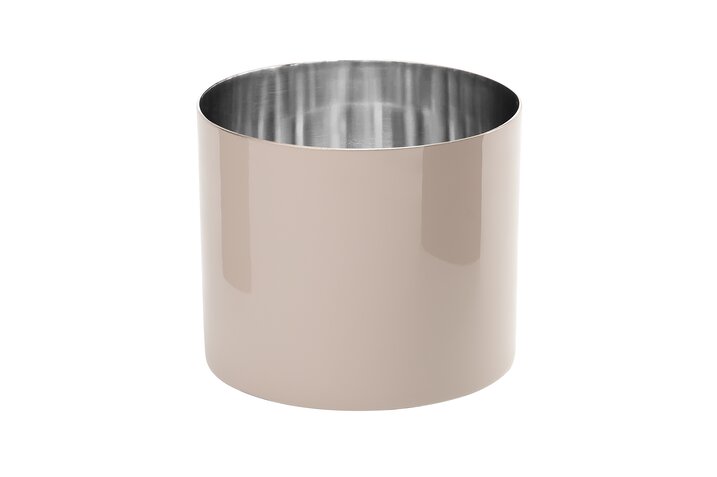 Saigon Windlicht L  Emaille-Edelstahlt sandstone-silber