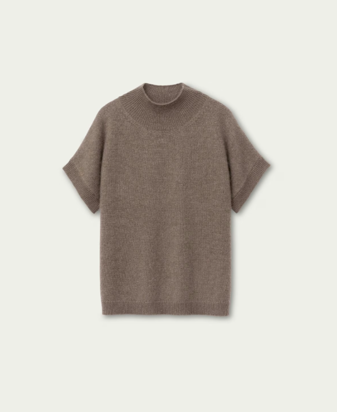 Iris von Arnim - Halbarm-Pullover Taupe aus Cashmere und Seide