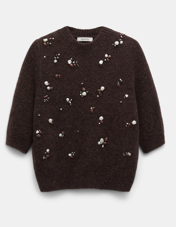 Dorothee Schumacher - Loving Touch Pullover mit Perlen black chocolte