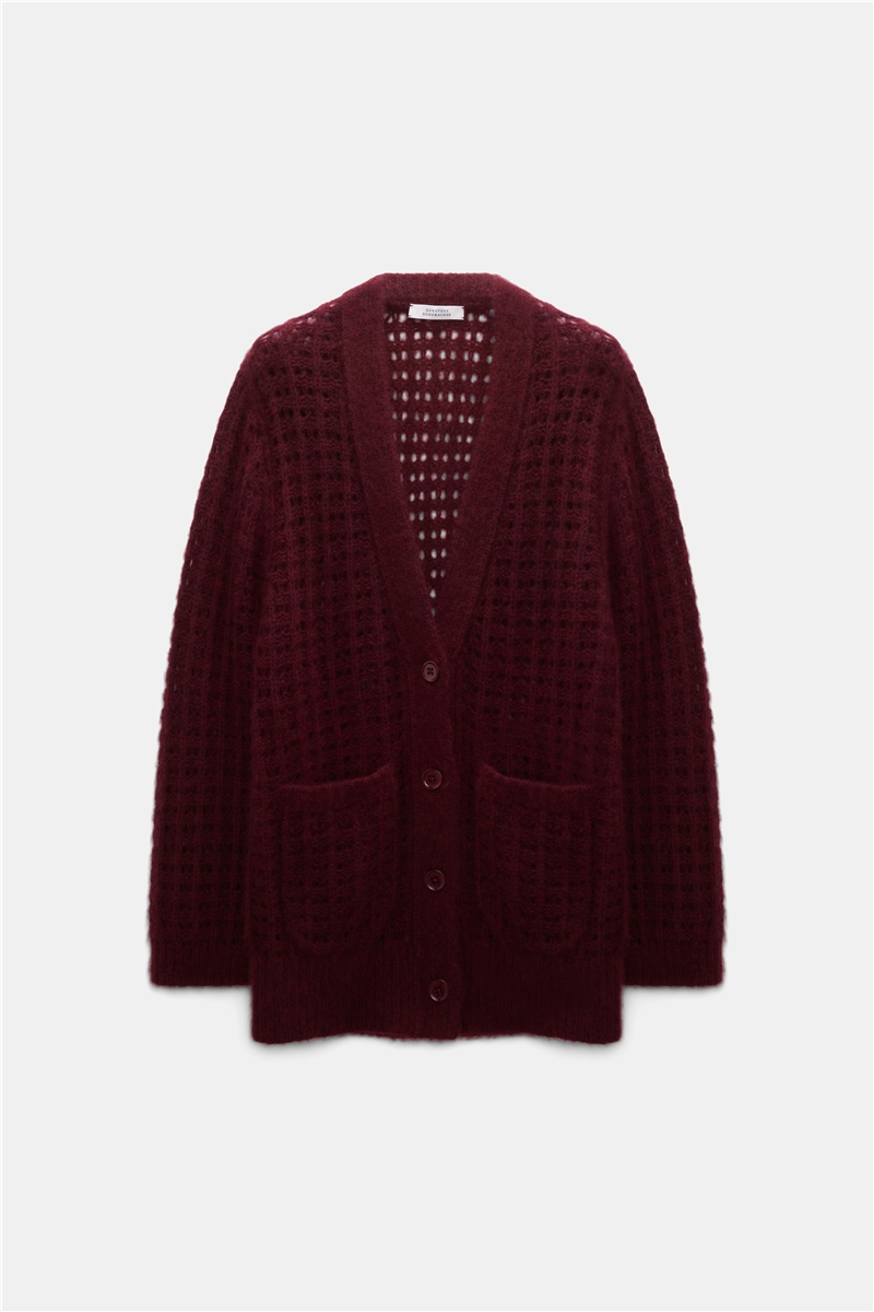 Dorothee Schumacher - Cardigan Merlot Oversized Kaschmir Strickjacke mit Pointelle-Muster