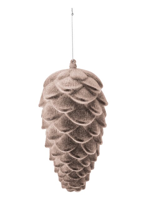 Tannenzapfen geflockt grau