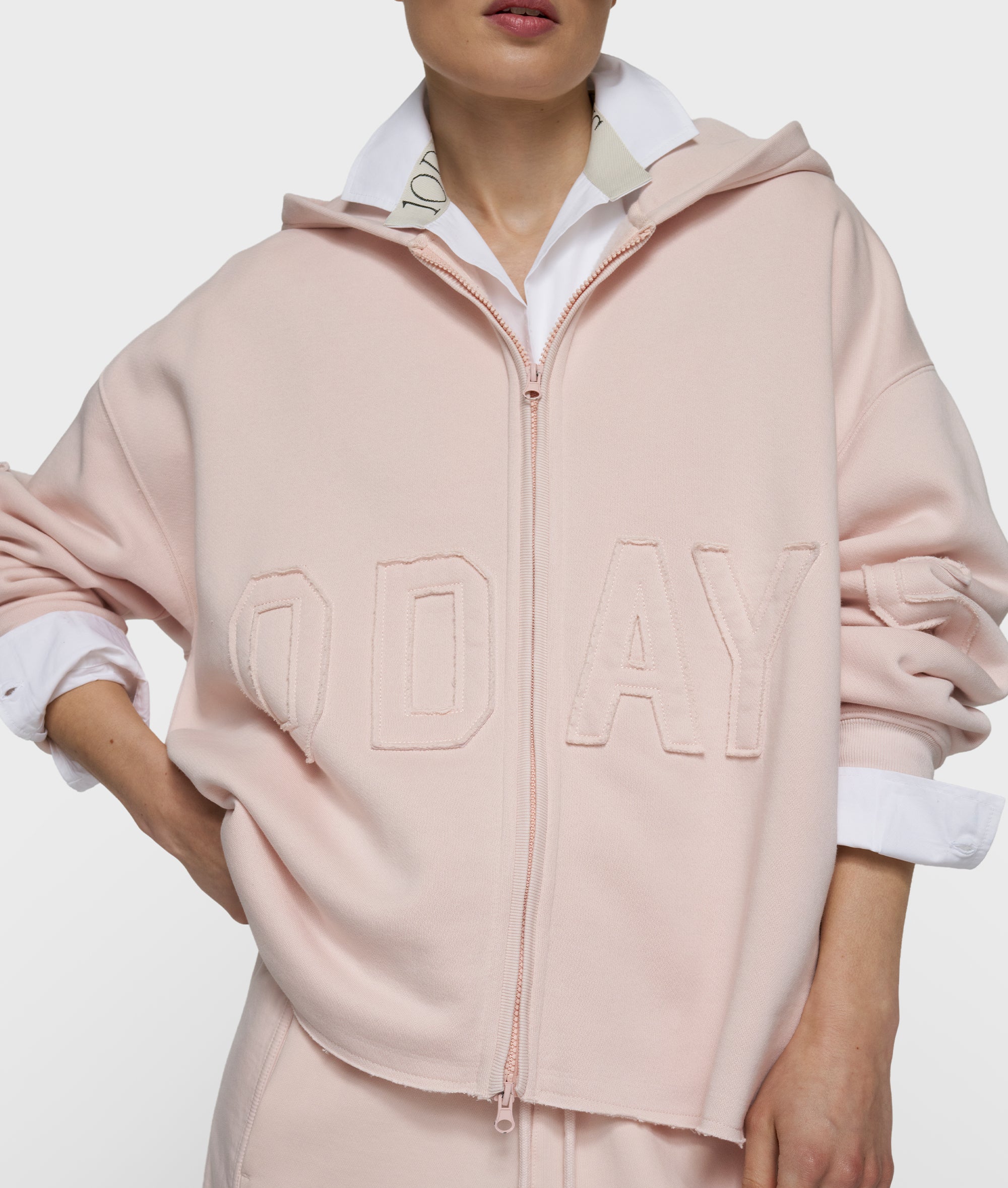 10 Days - Statement Zip Hoodie Powder Oversized Baumwollfleece