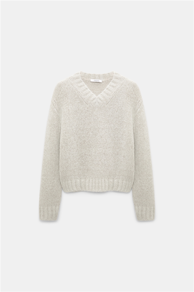 Dorothee Schumacher - Luxury Love Kaschmirpullover grau mit V-Ausschnitt