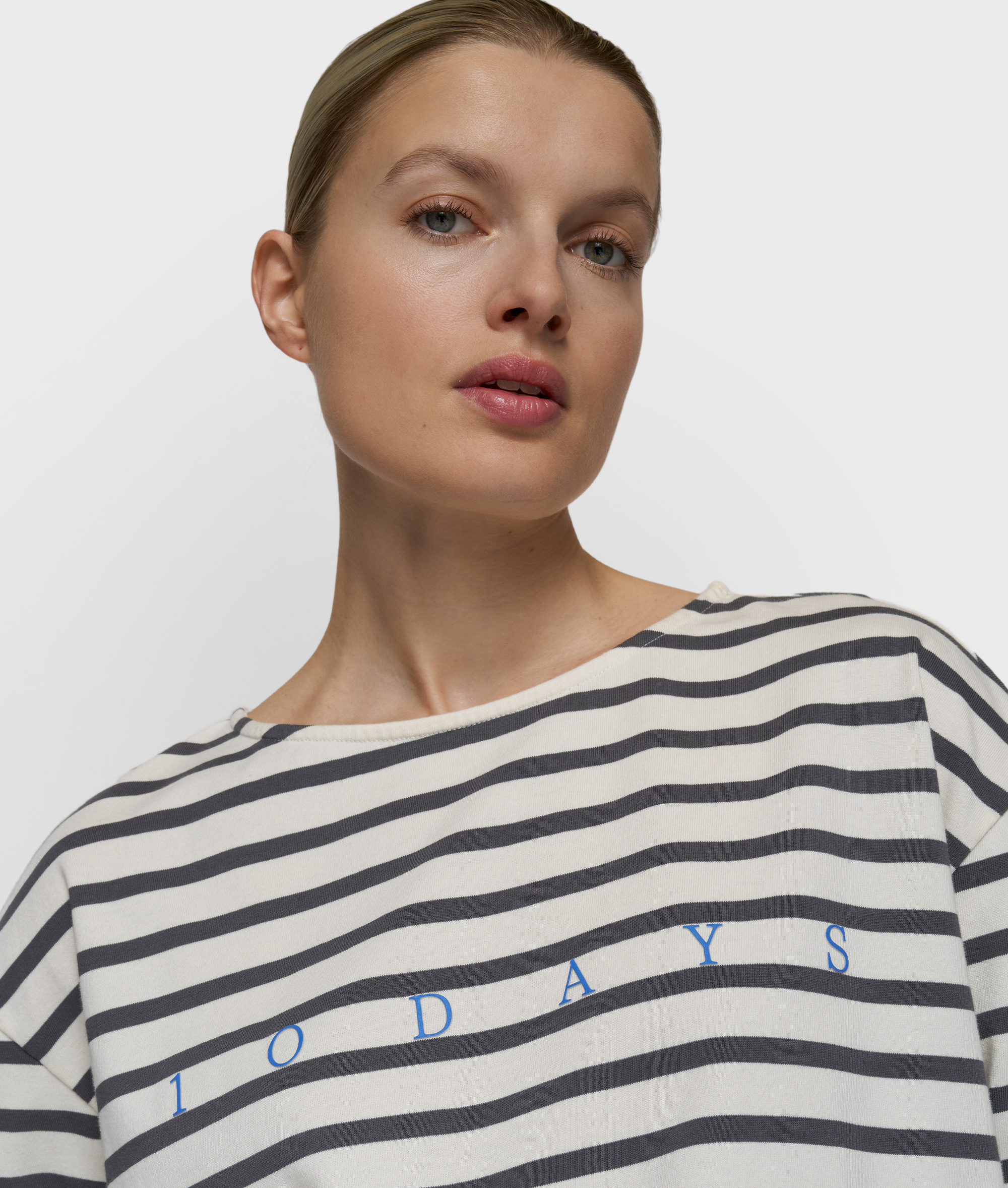 10 Days - Boat Neck Top Ecru Steel